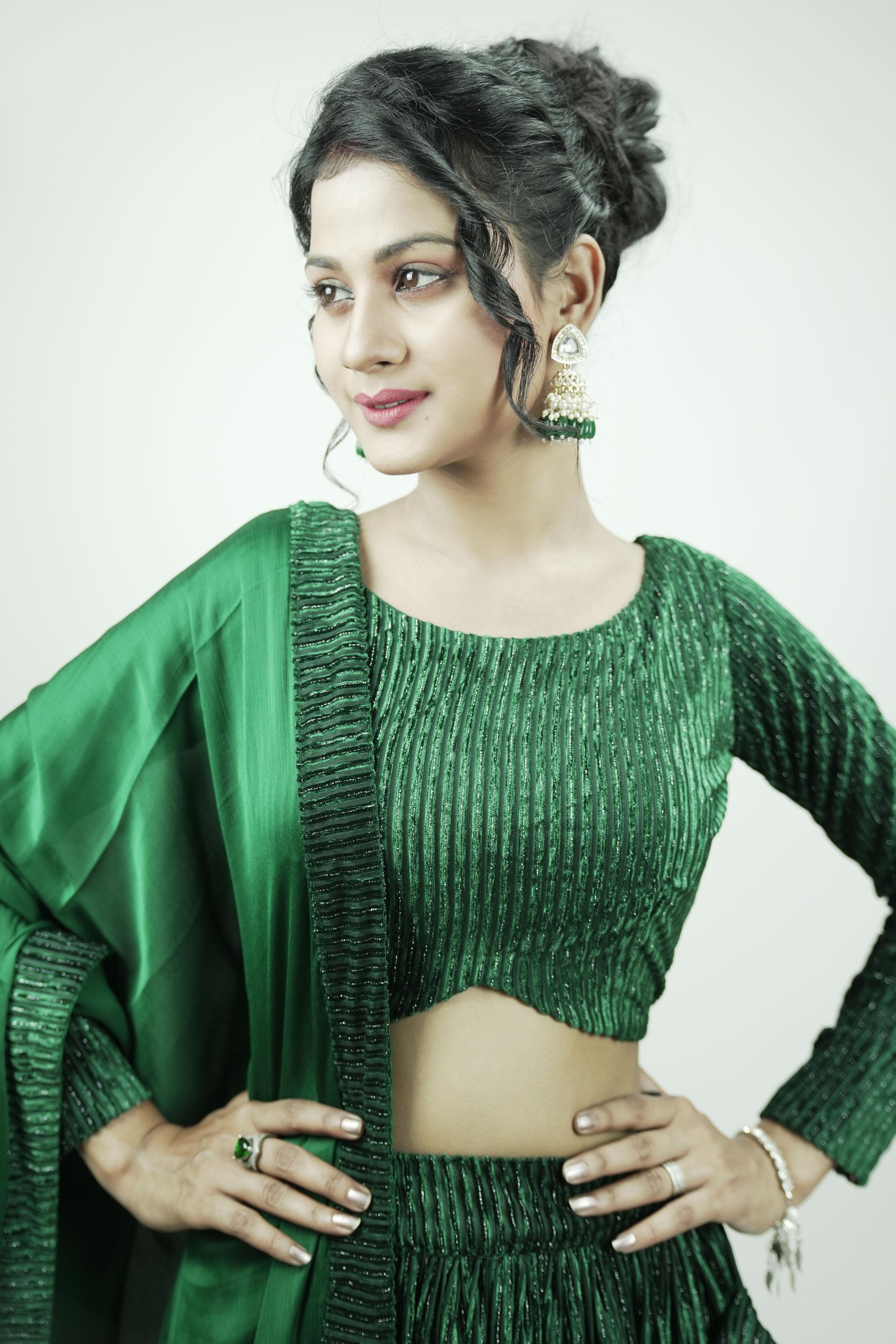 Bottle Green Designer Lahenga set
