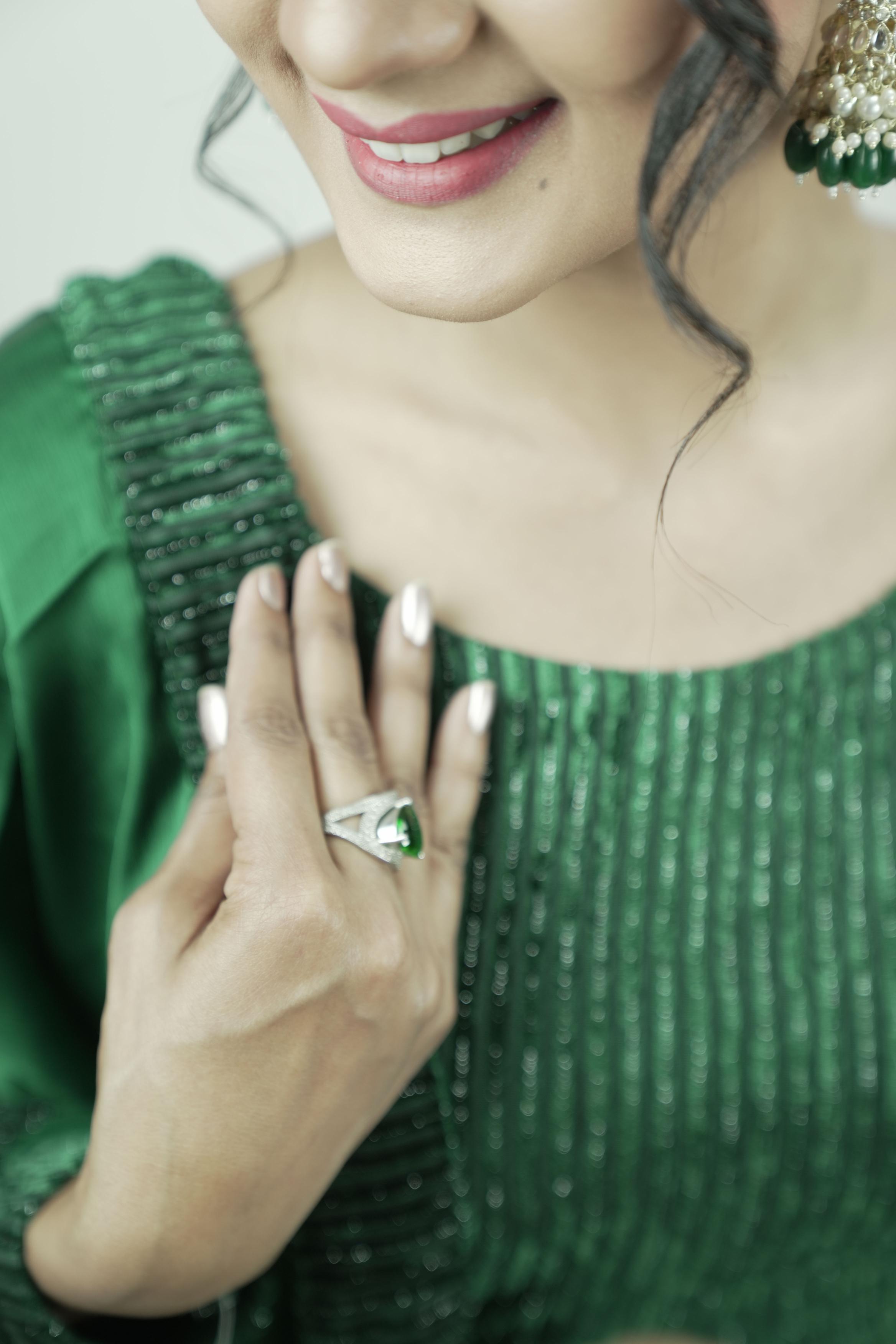 Bottle Green Designer Lahenga set