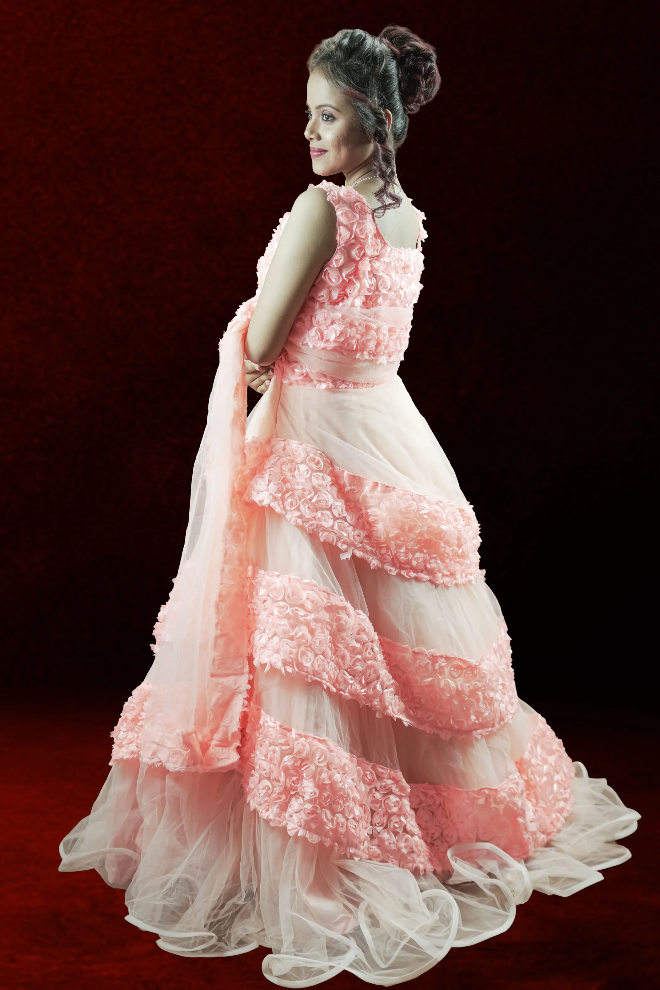 Blossom Peach Rose Patel Gown