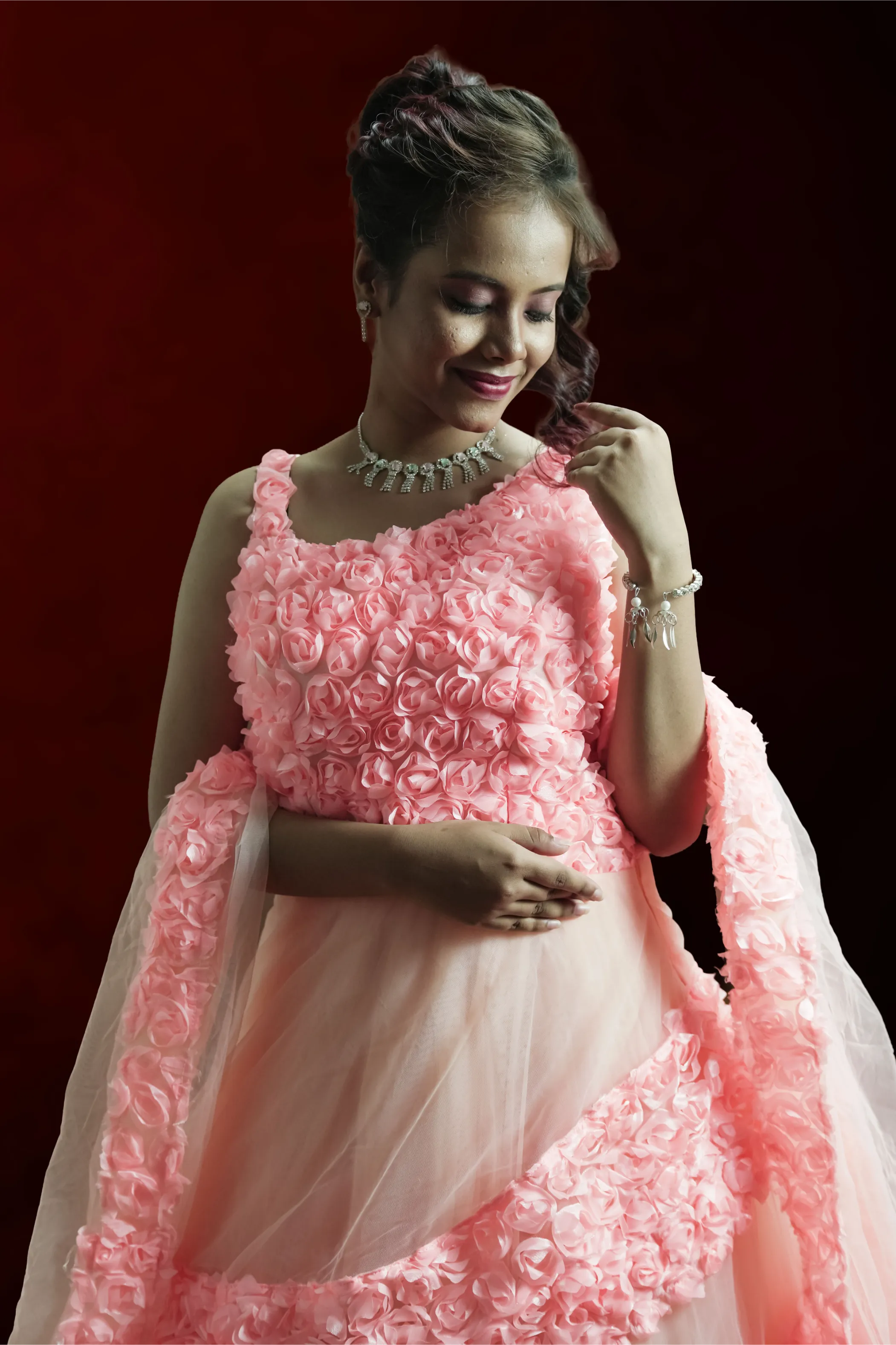 Blossom Peach Rose Patel Gown