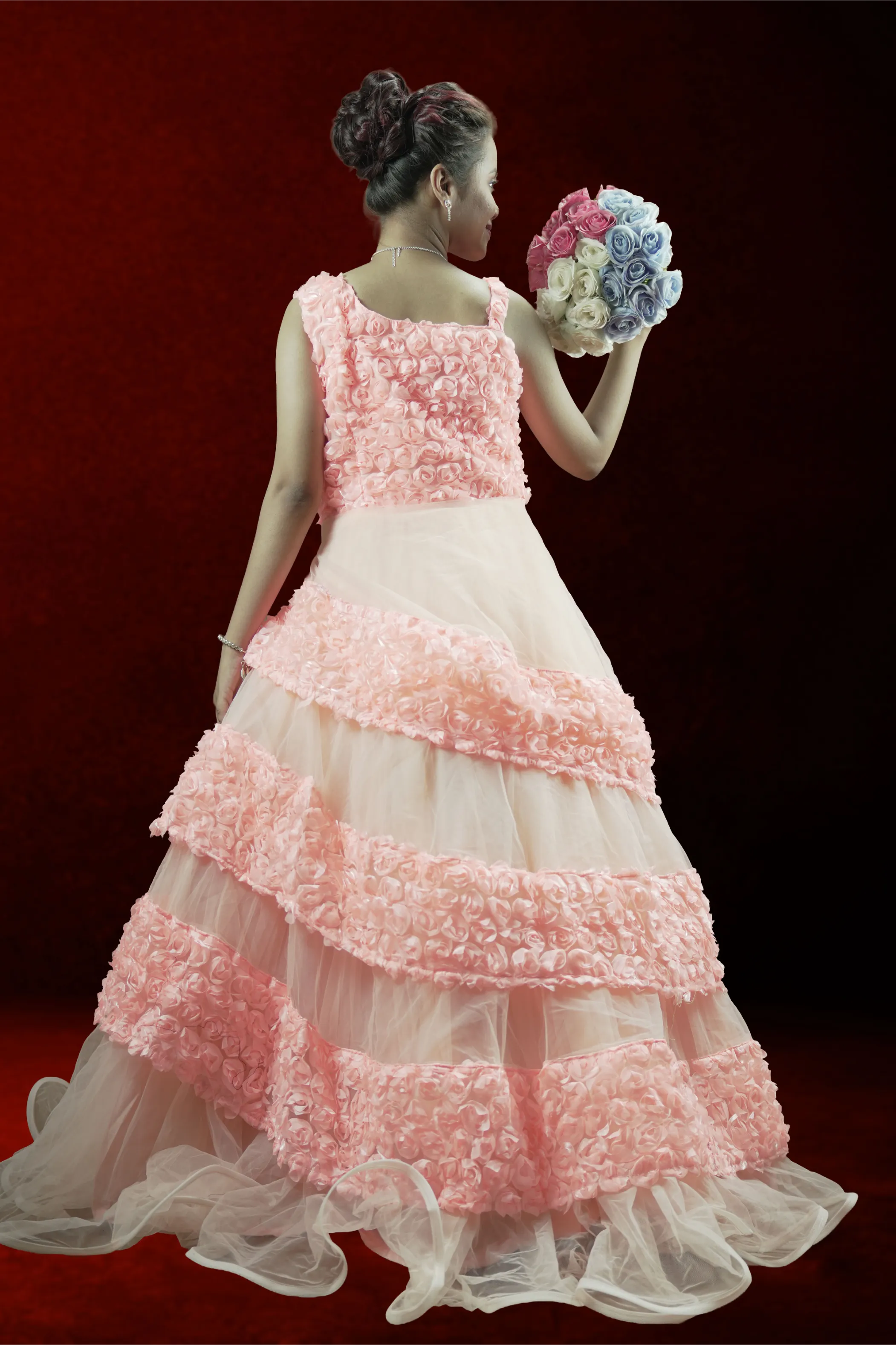 Blossom Peach Rose Patel Gown