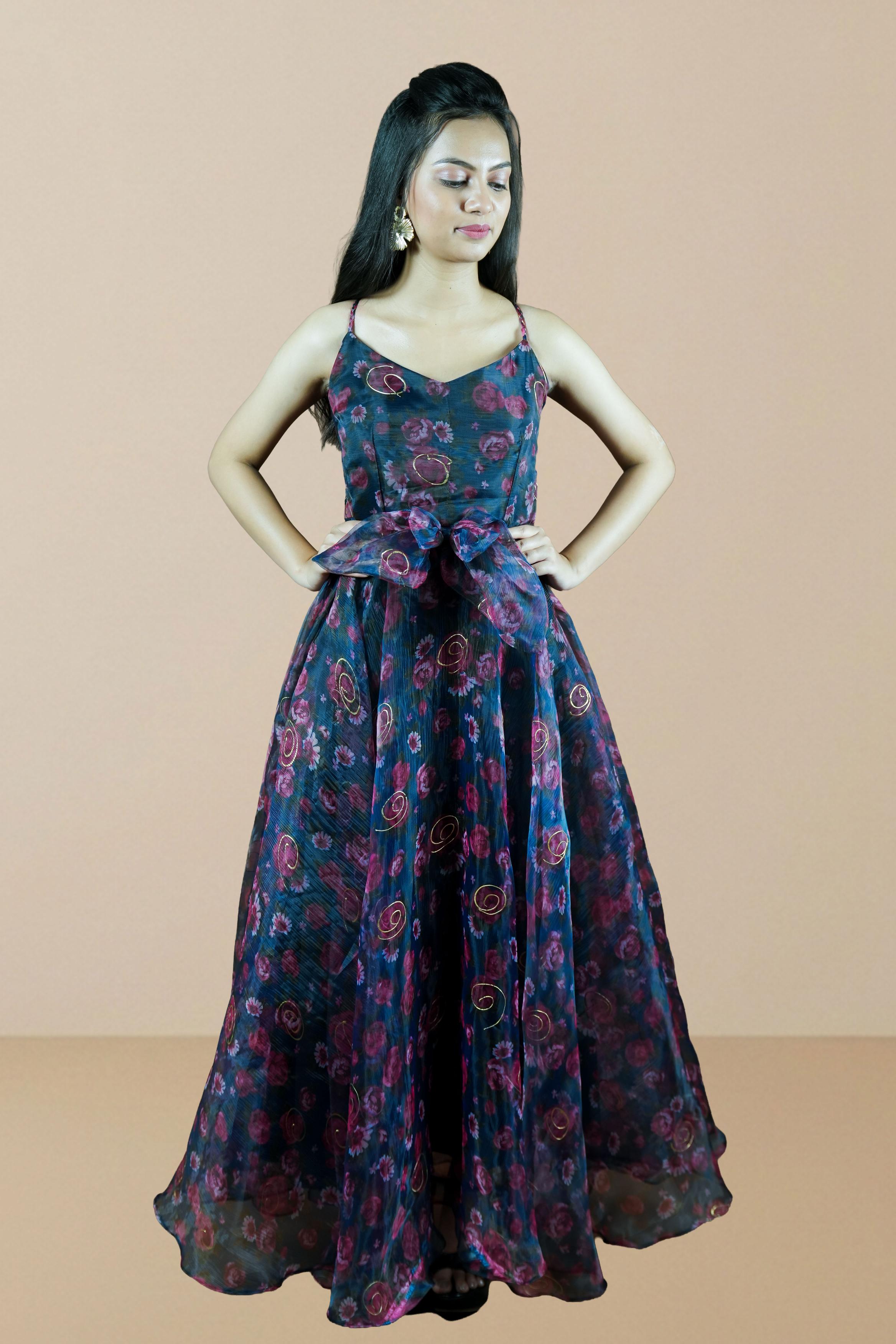 Midnight Rose Organza Gown Set