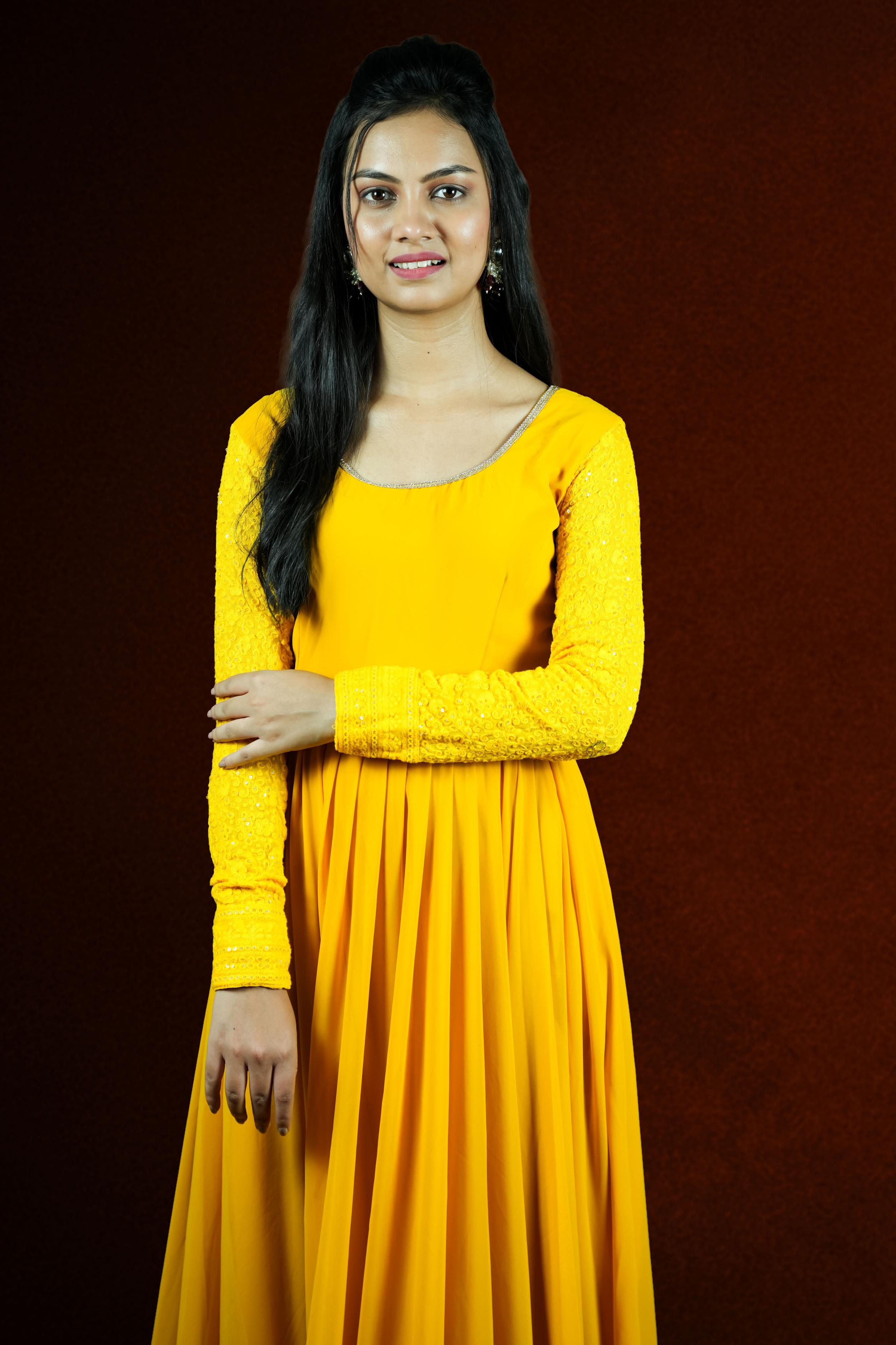 Sunrise Yellow Chickankari Anarkali Set