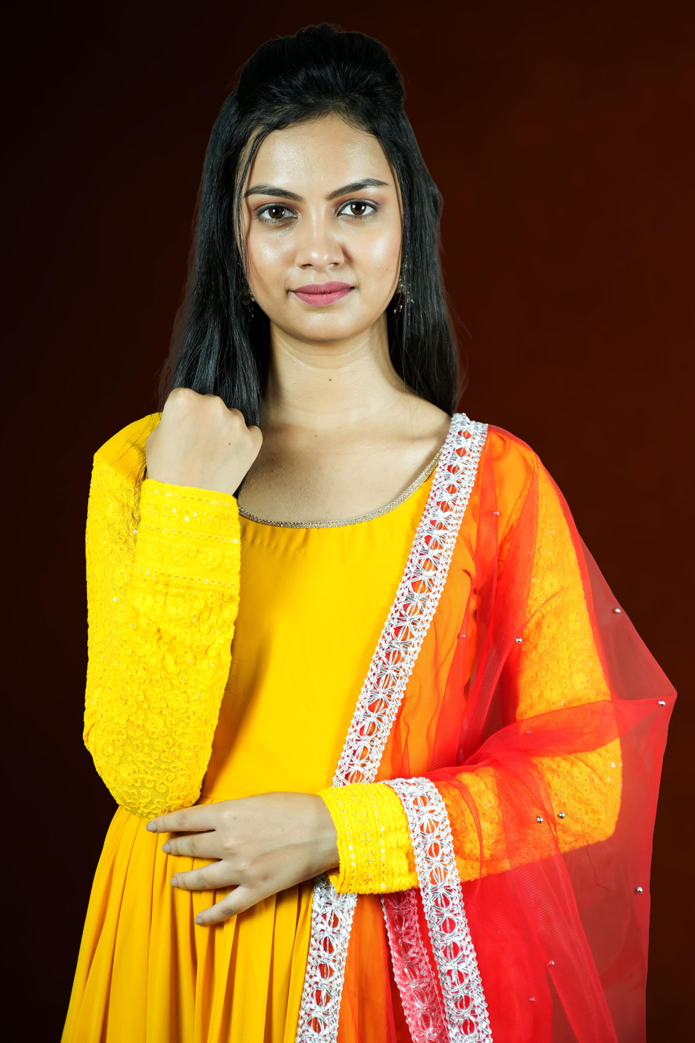 Sunrise Yellow Chickankari Anarkali Set