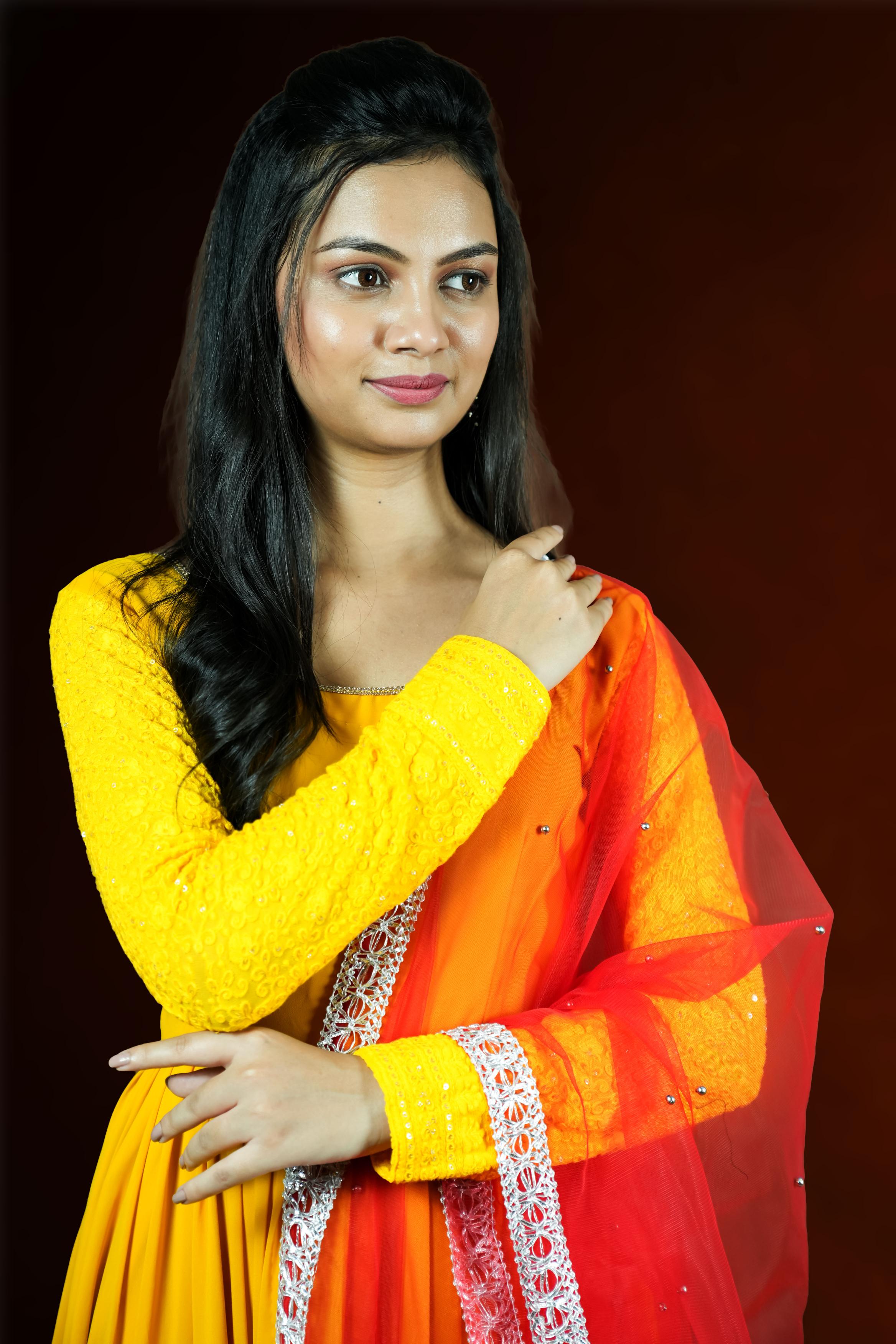 Sunrise Yellow Chickankari Anarkali Set