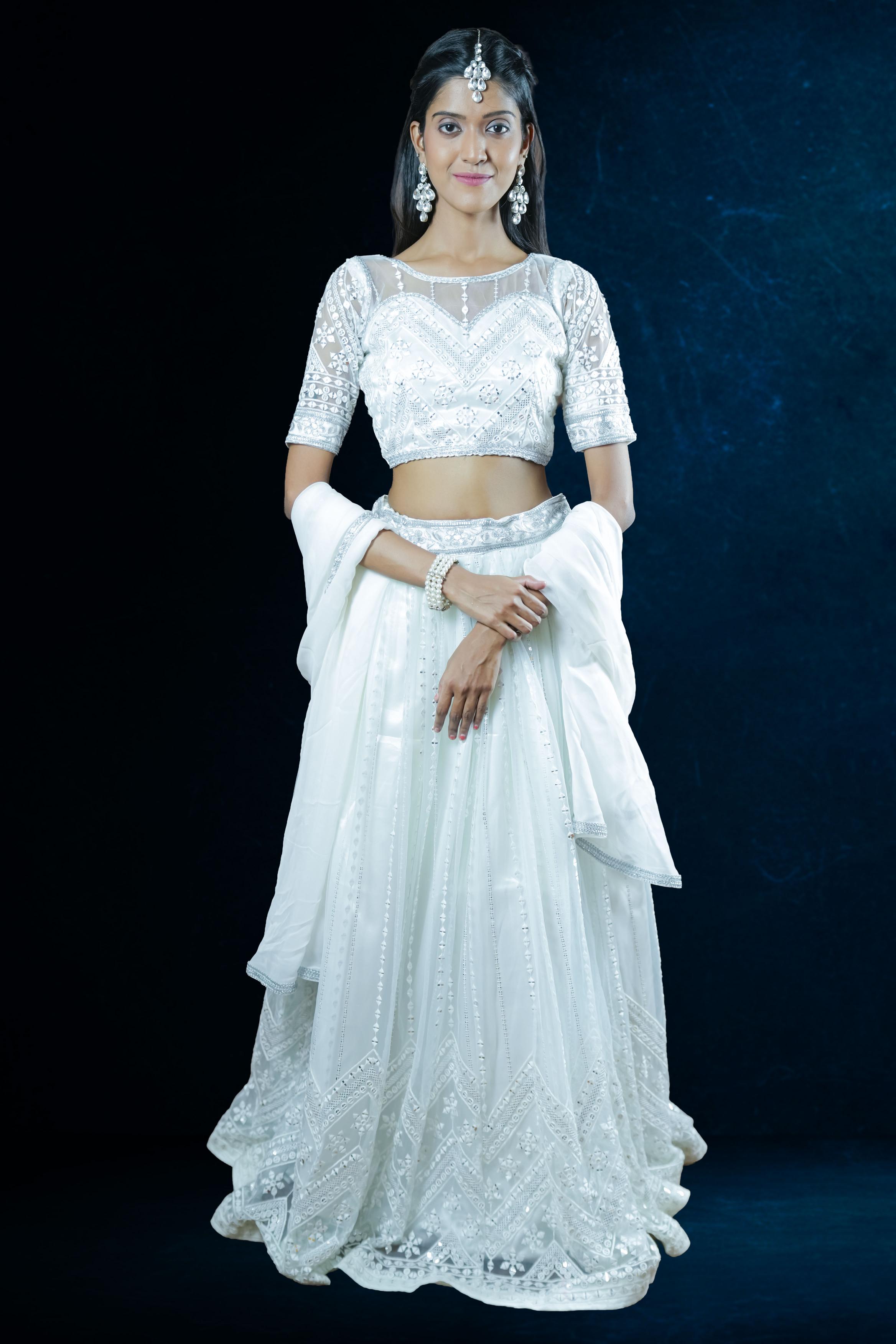 White Embroidered Lehenga Set