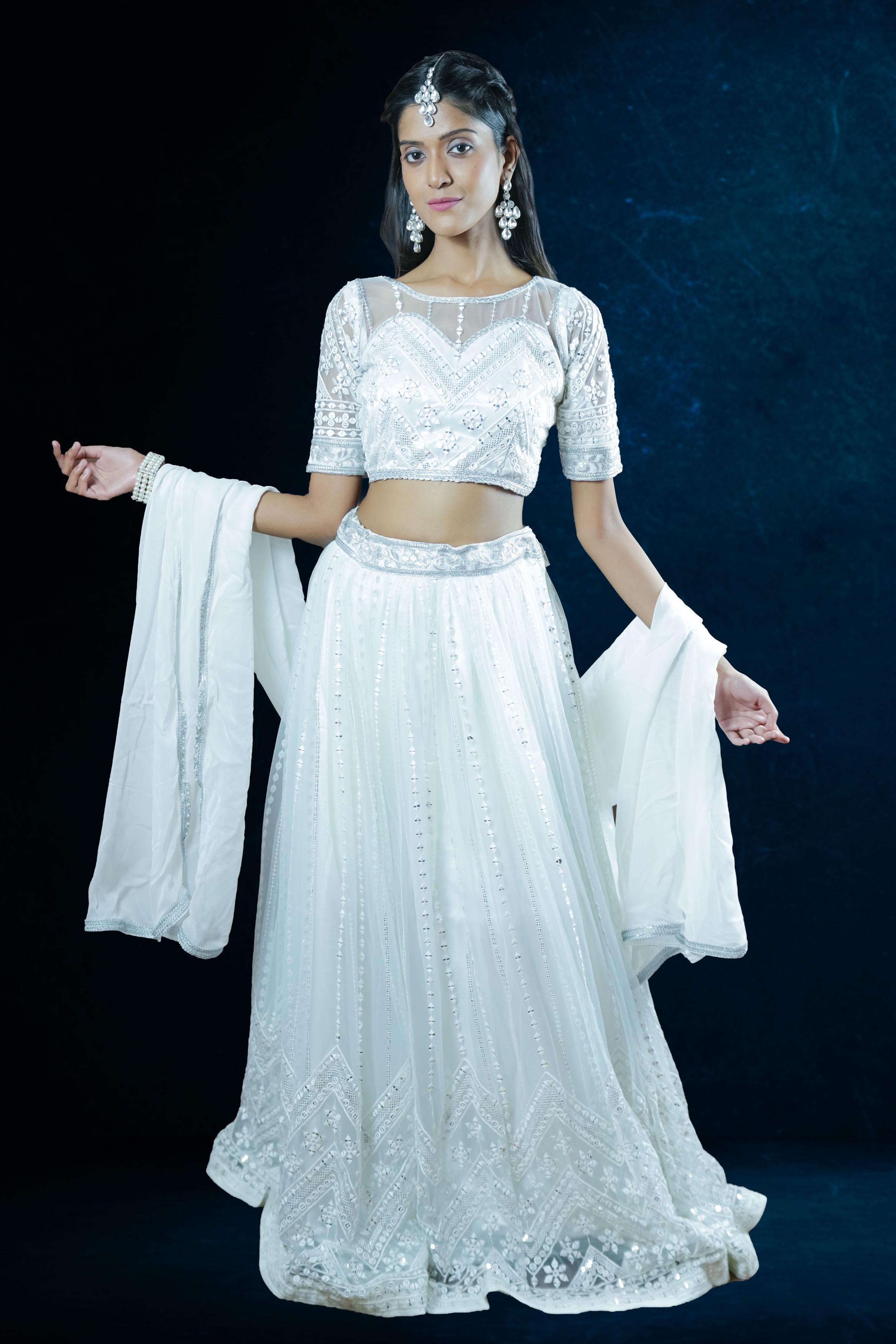 White Embroidered Lehenga Set