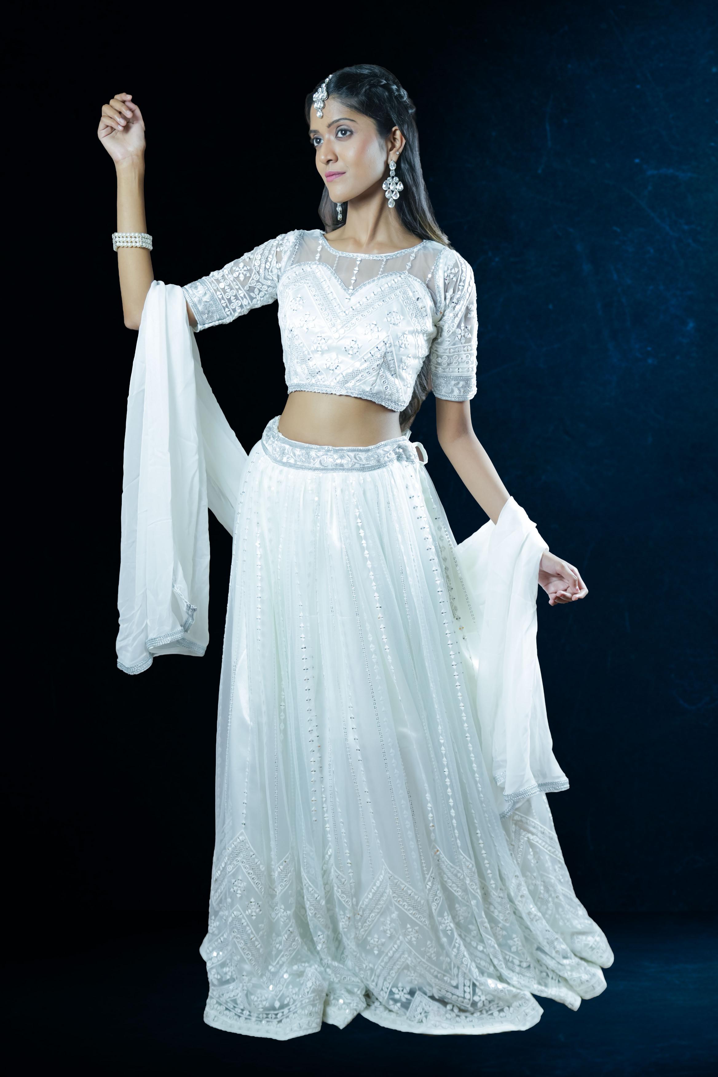 White Embroidered Lehenga Set