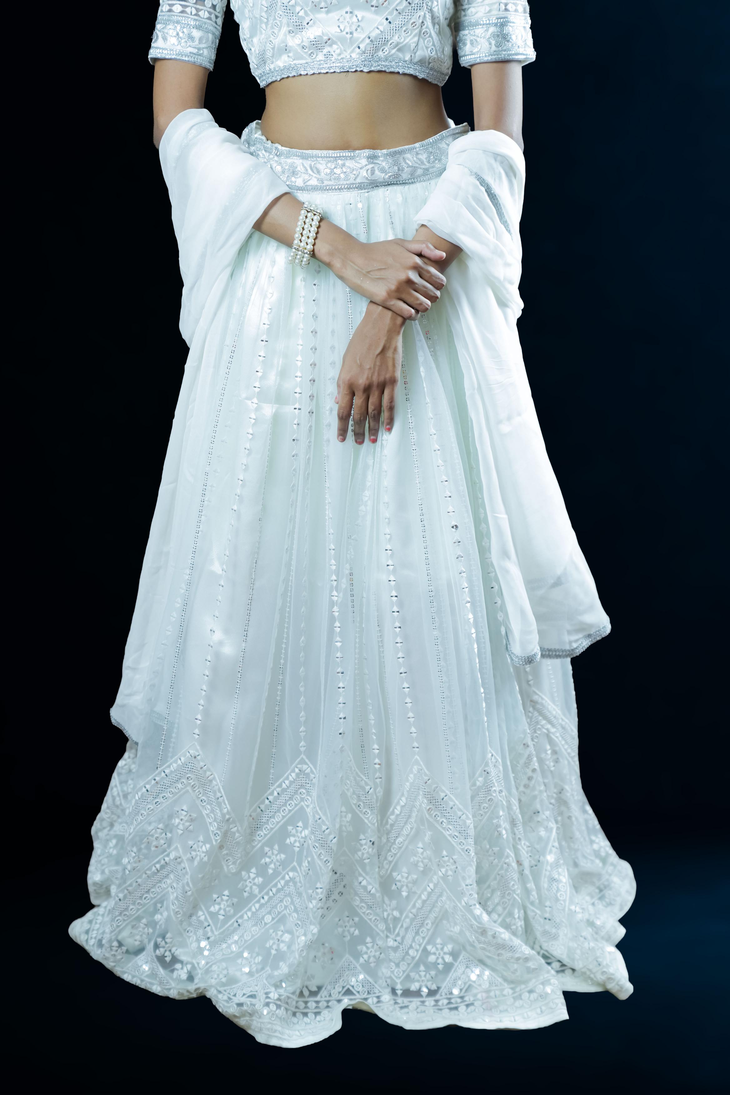 White Embroidered Lehenga Set