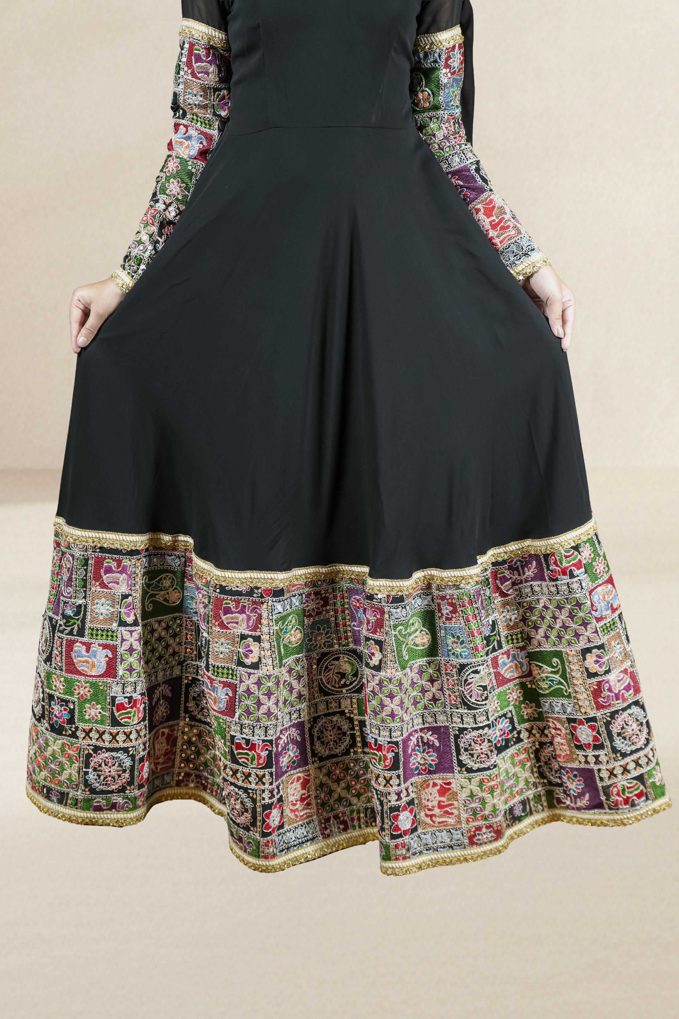 Black Embrodery Border Anarkali Set
