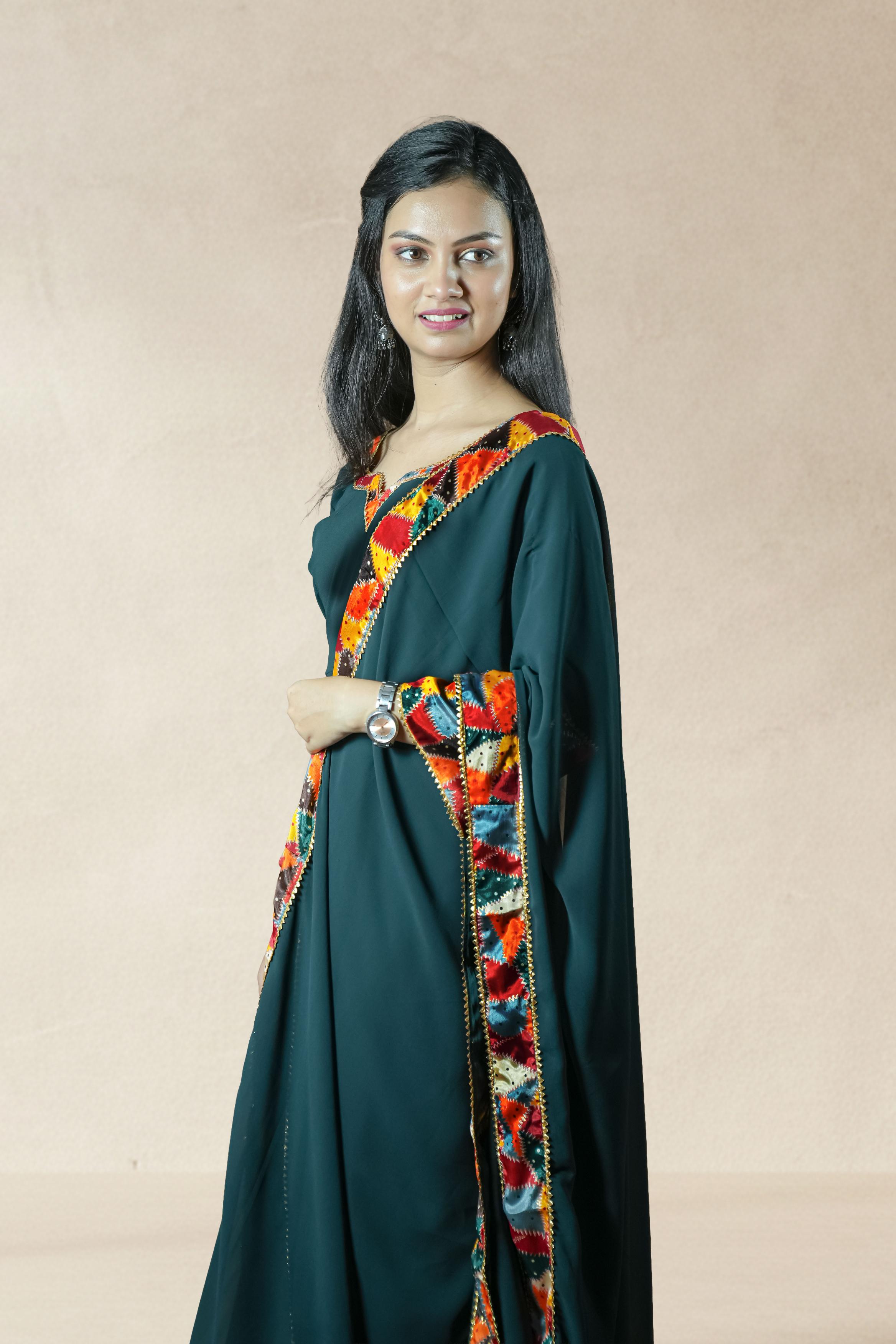 Elegant dark green Anarkali set
