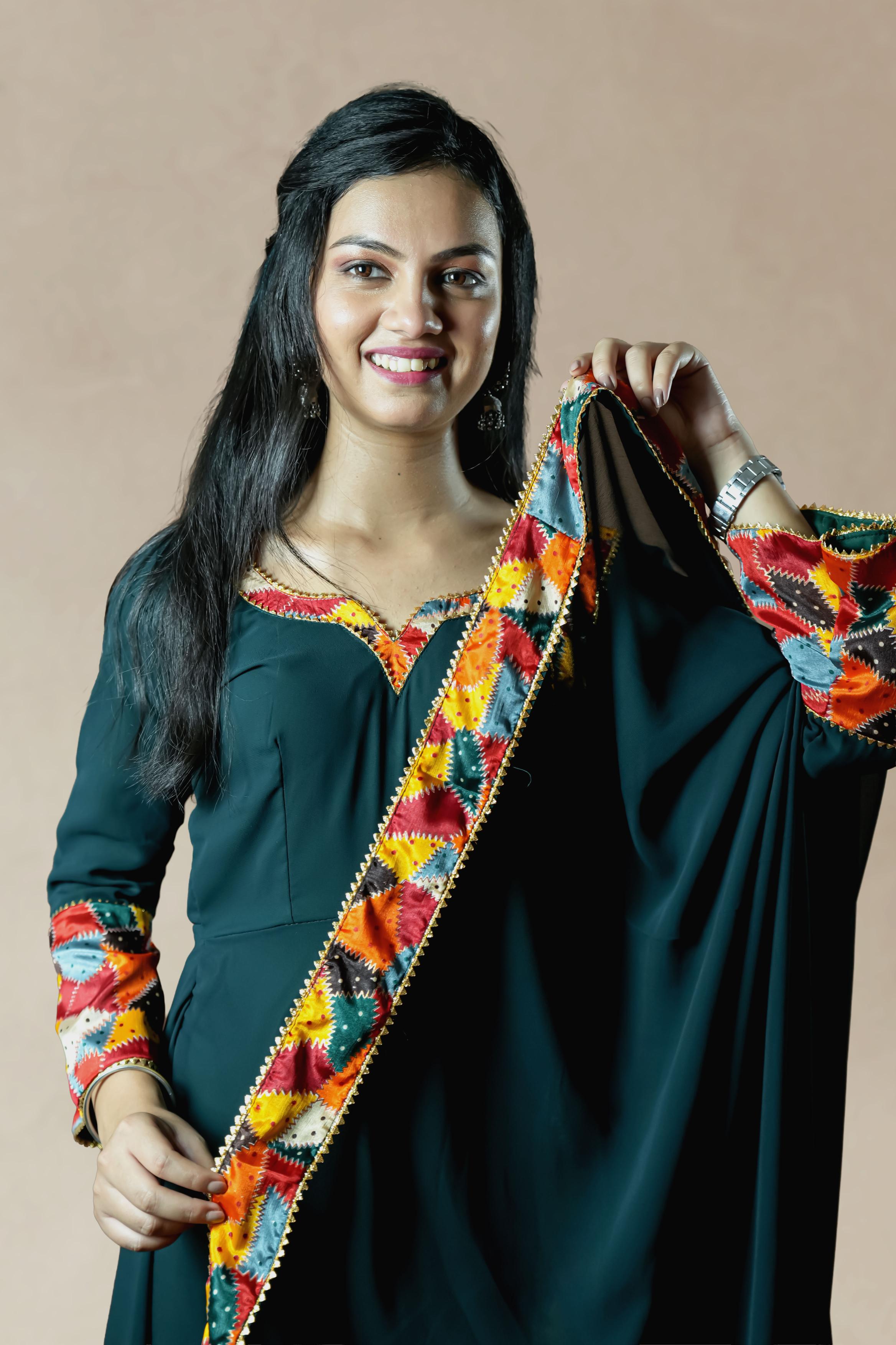 Elegant dark green Anarkali set