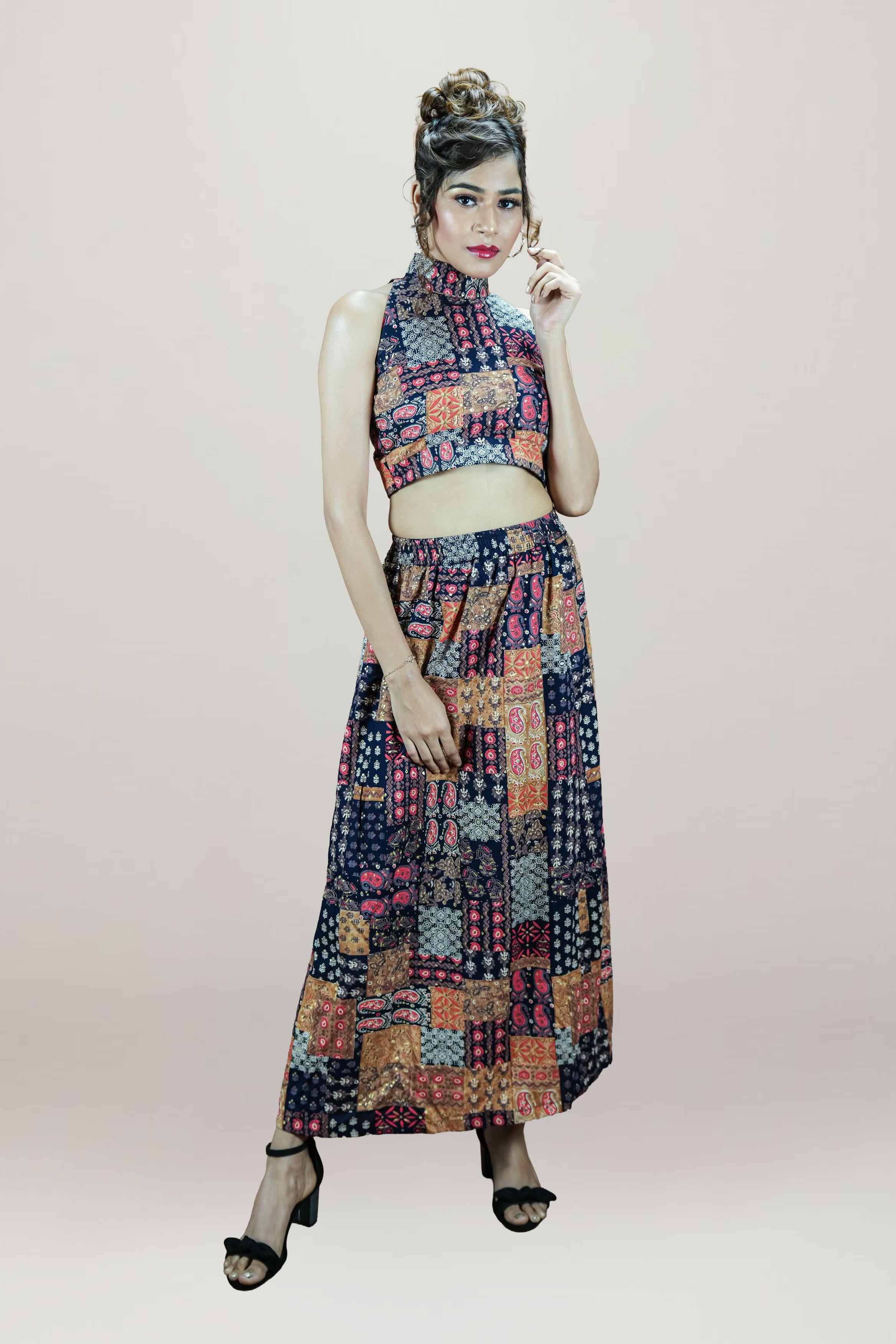 Crop Top & Maxi Skirt Co-ord Set