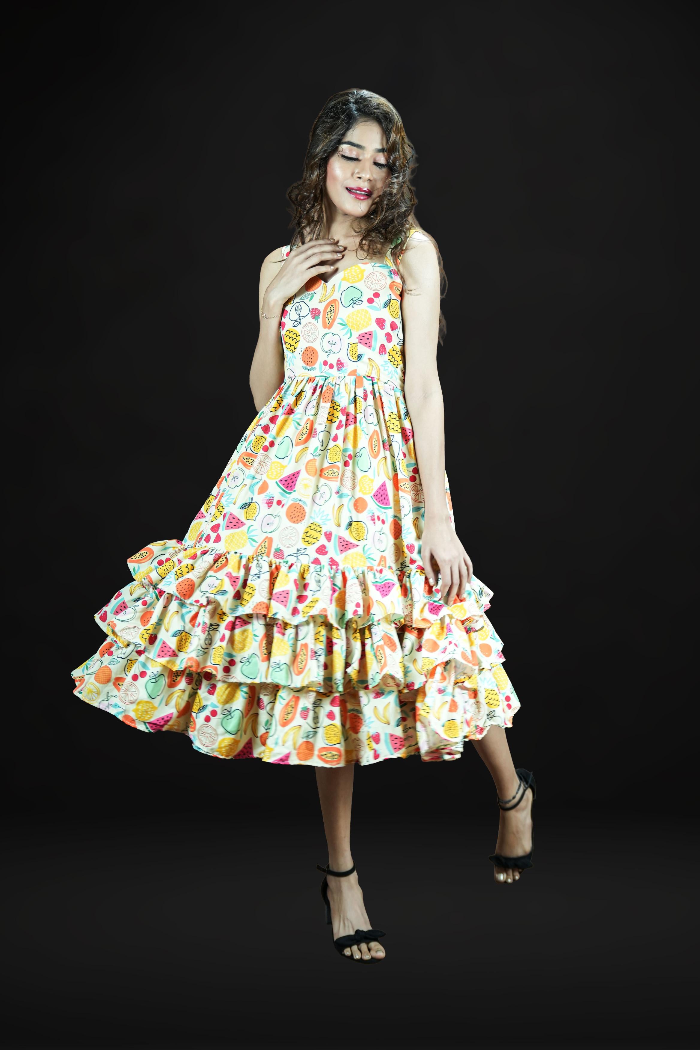 Tropical Fiesta Ruffle Hem Sundress