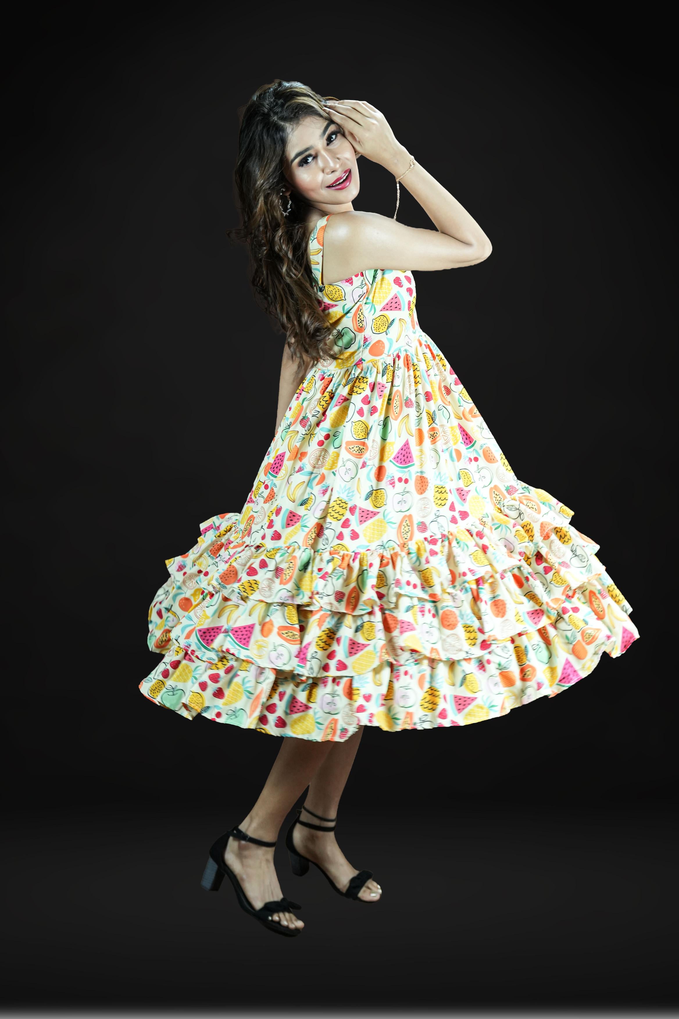 Tropical Fiesta Ruffle Hem Sundress