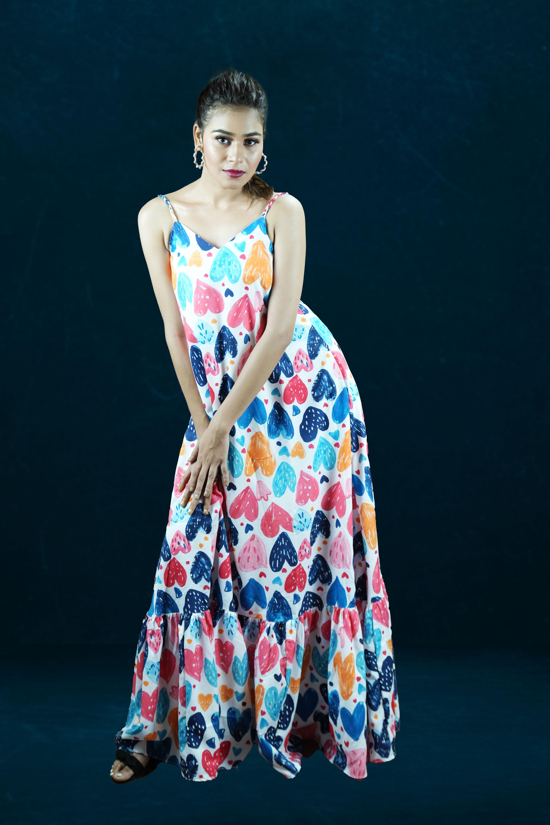 Candy Heart Spaghetti Strap Maxi Dress