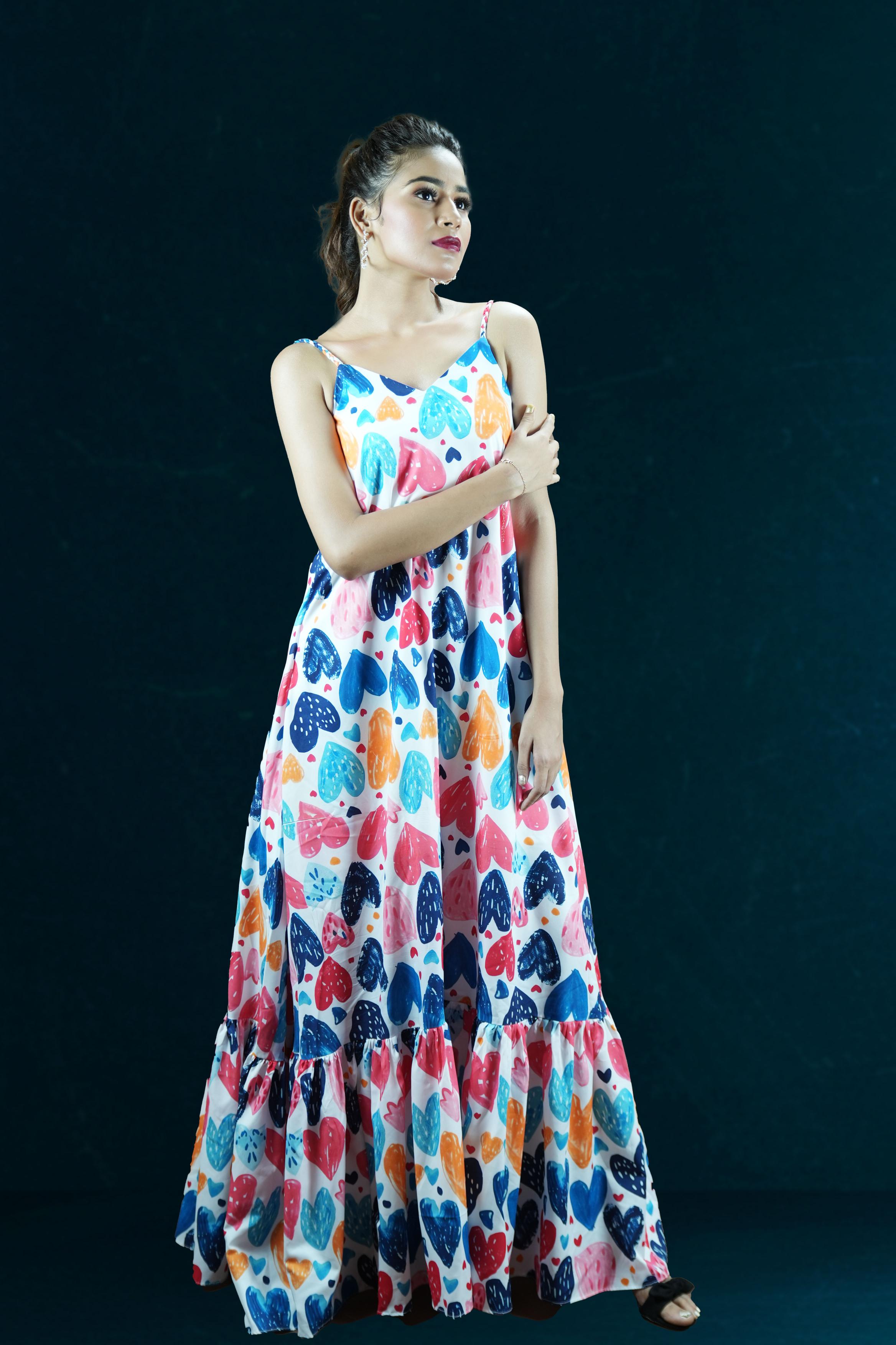 Candy Heart Spaghetti Strap Maxi Dress