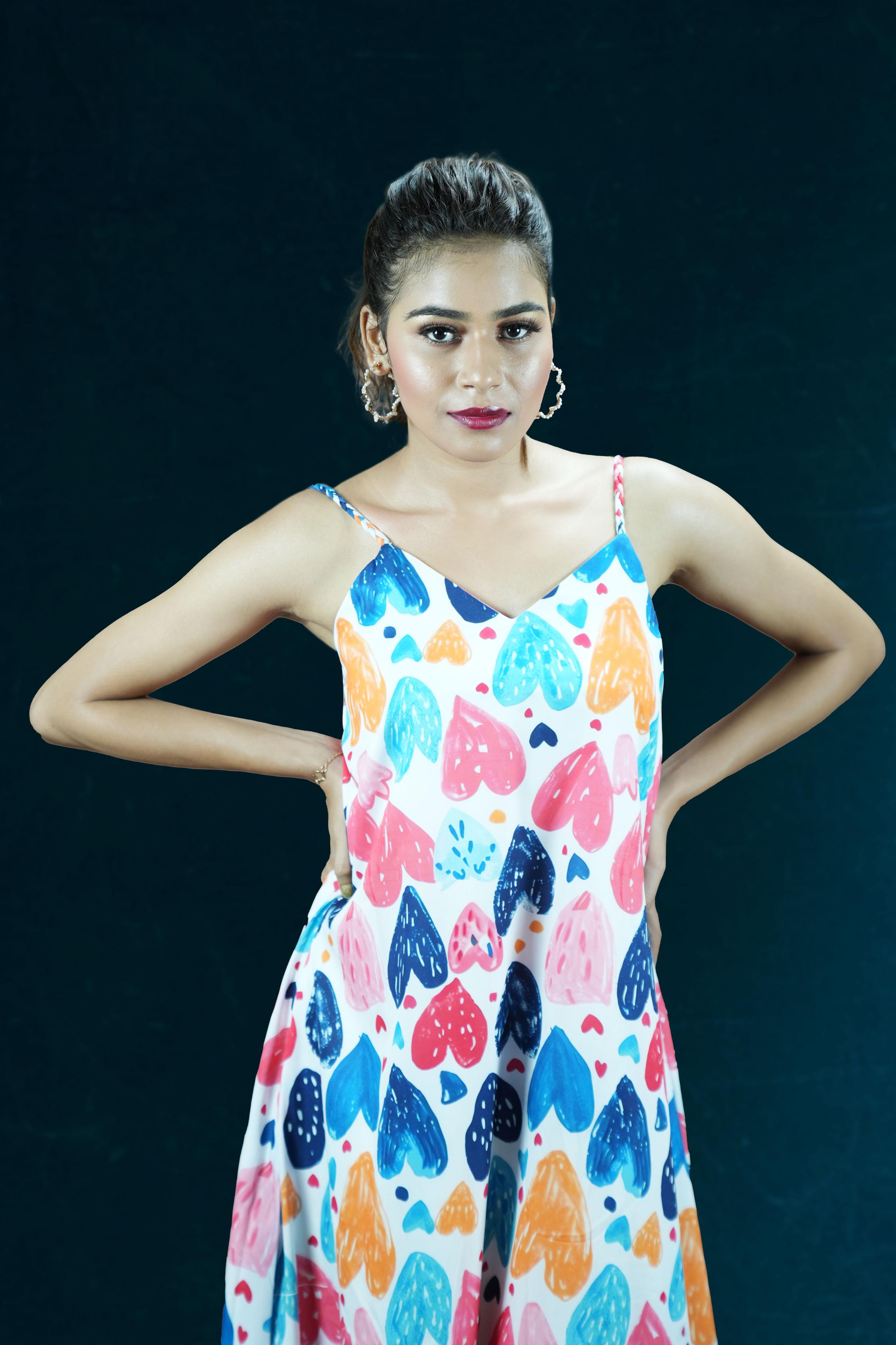 Candy Heart Spaghetti Strap Maxi Dress