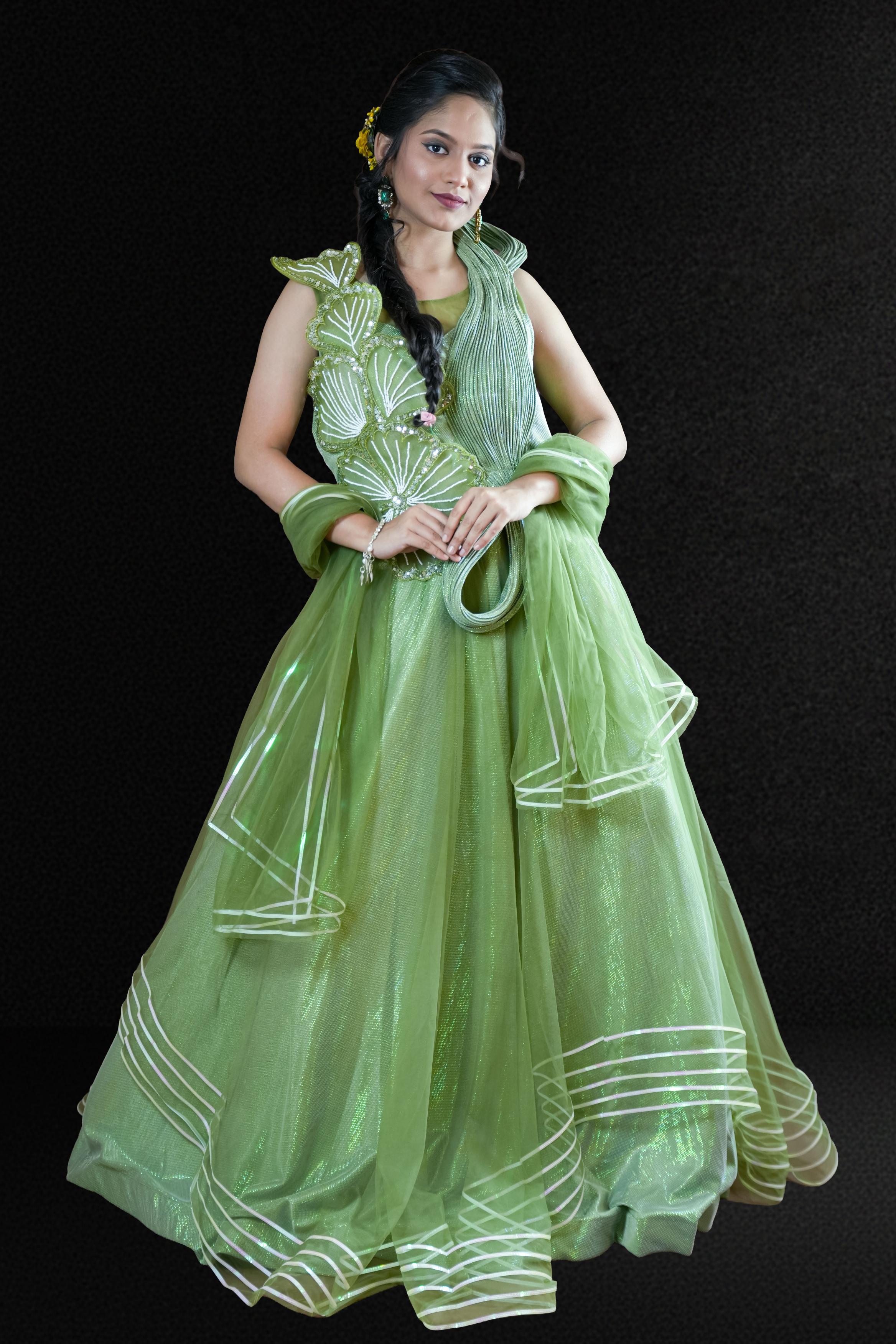 Leafy Glam Shimmery Gown