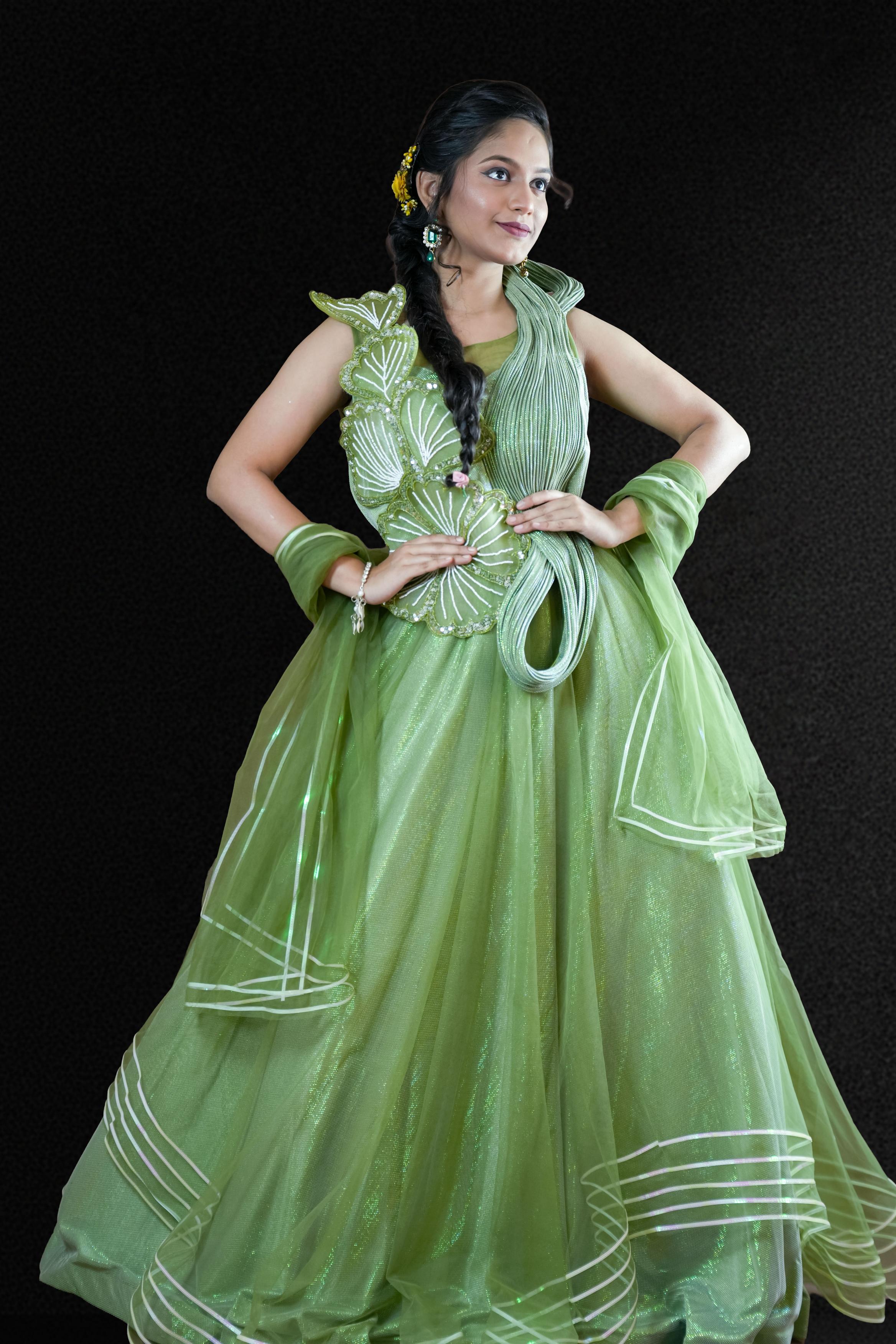 Leafy Glam Shimmery Gown