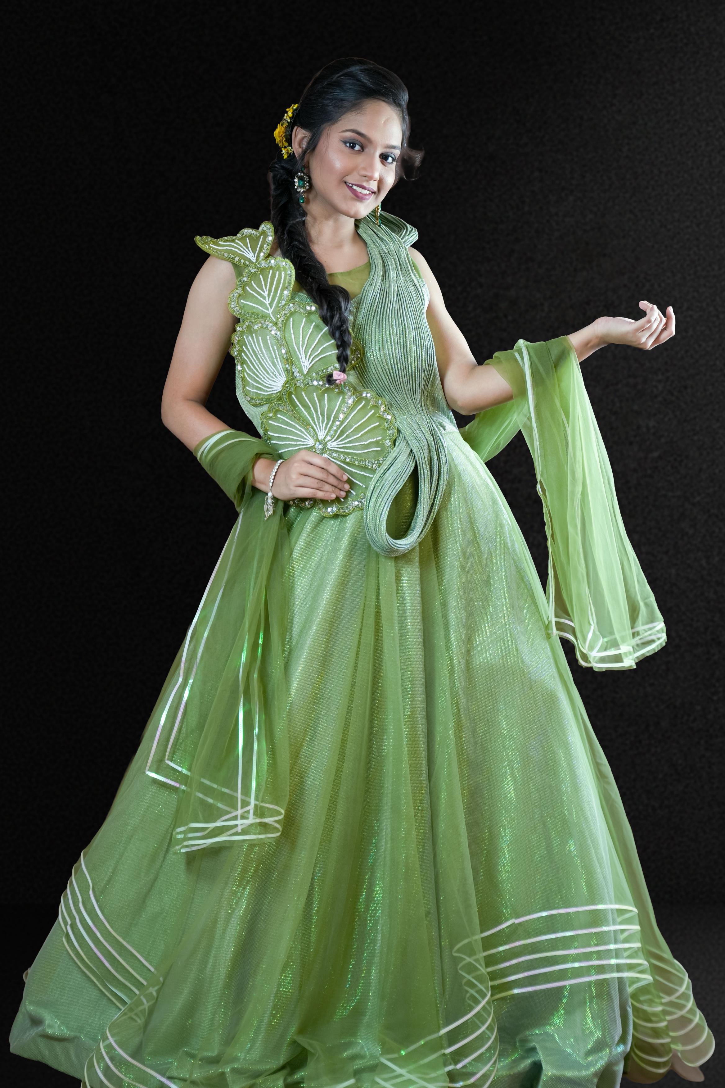 Leafy Glam Shimmery Gown