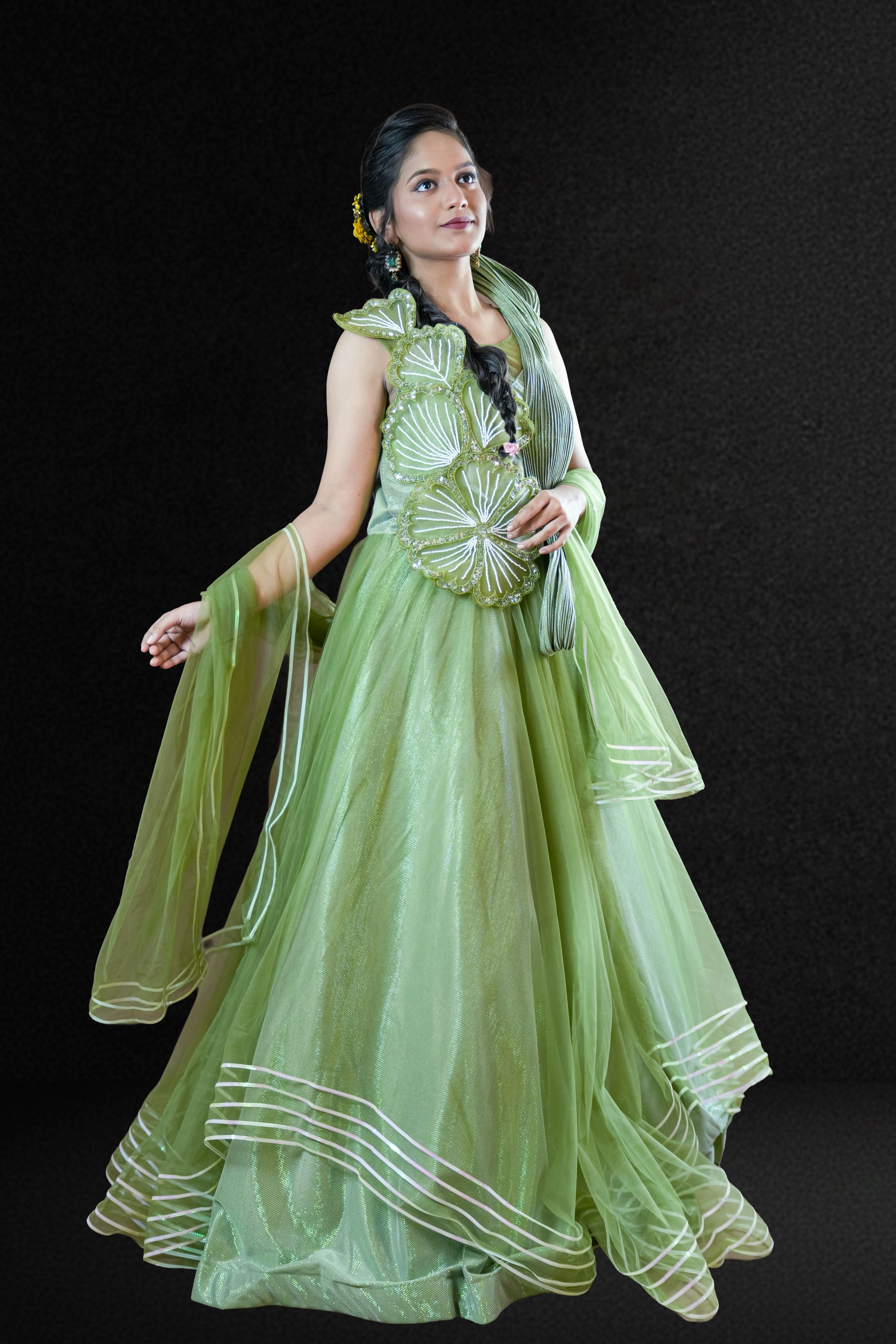 Leafy Glam Shimmery Gown