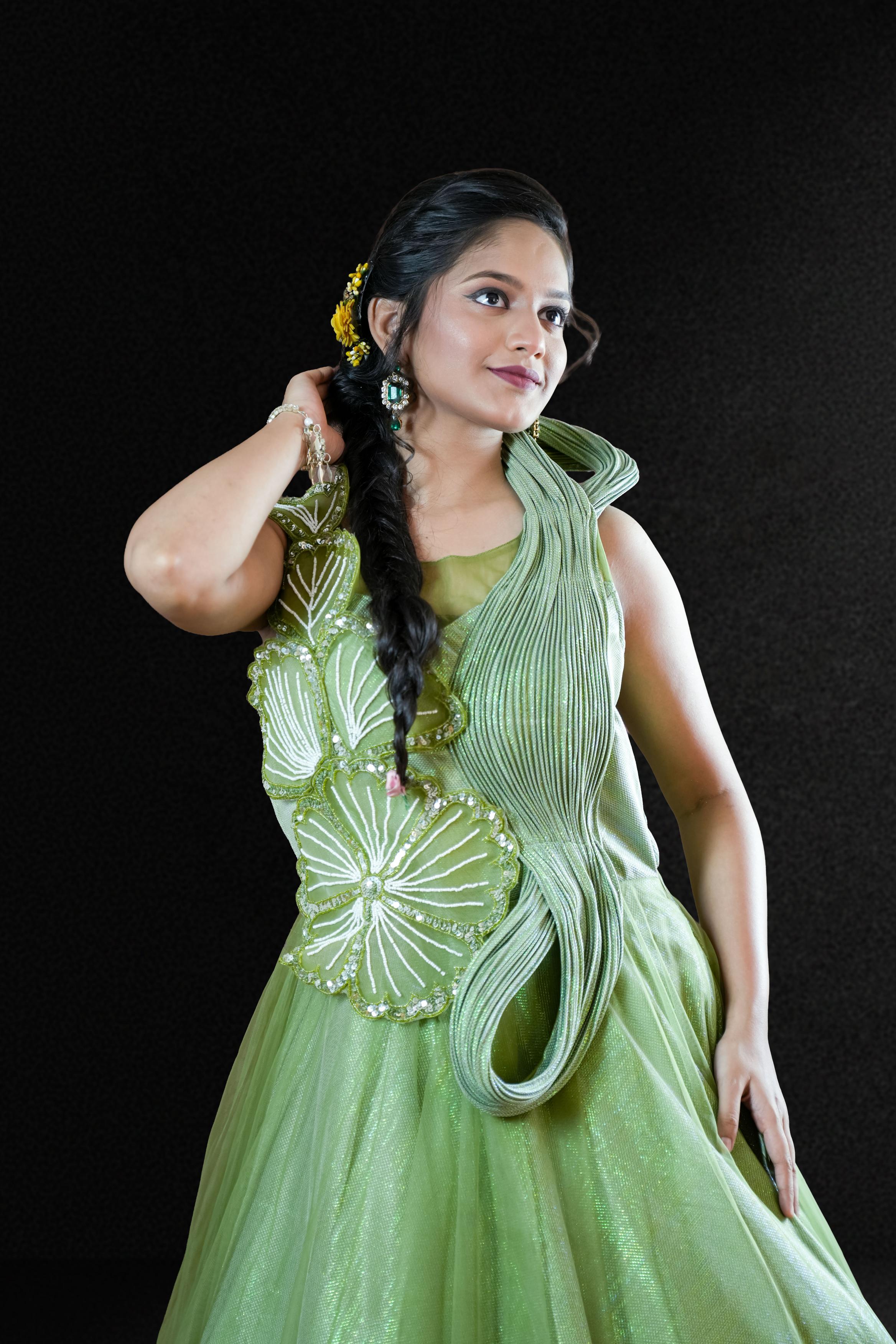 Leafy Glam Shimmery Gown