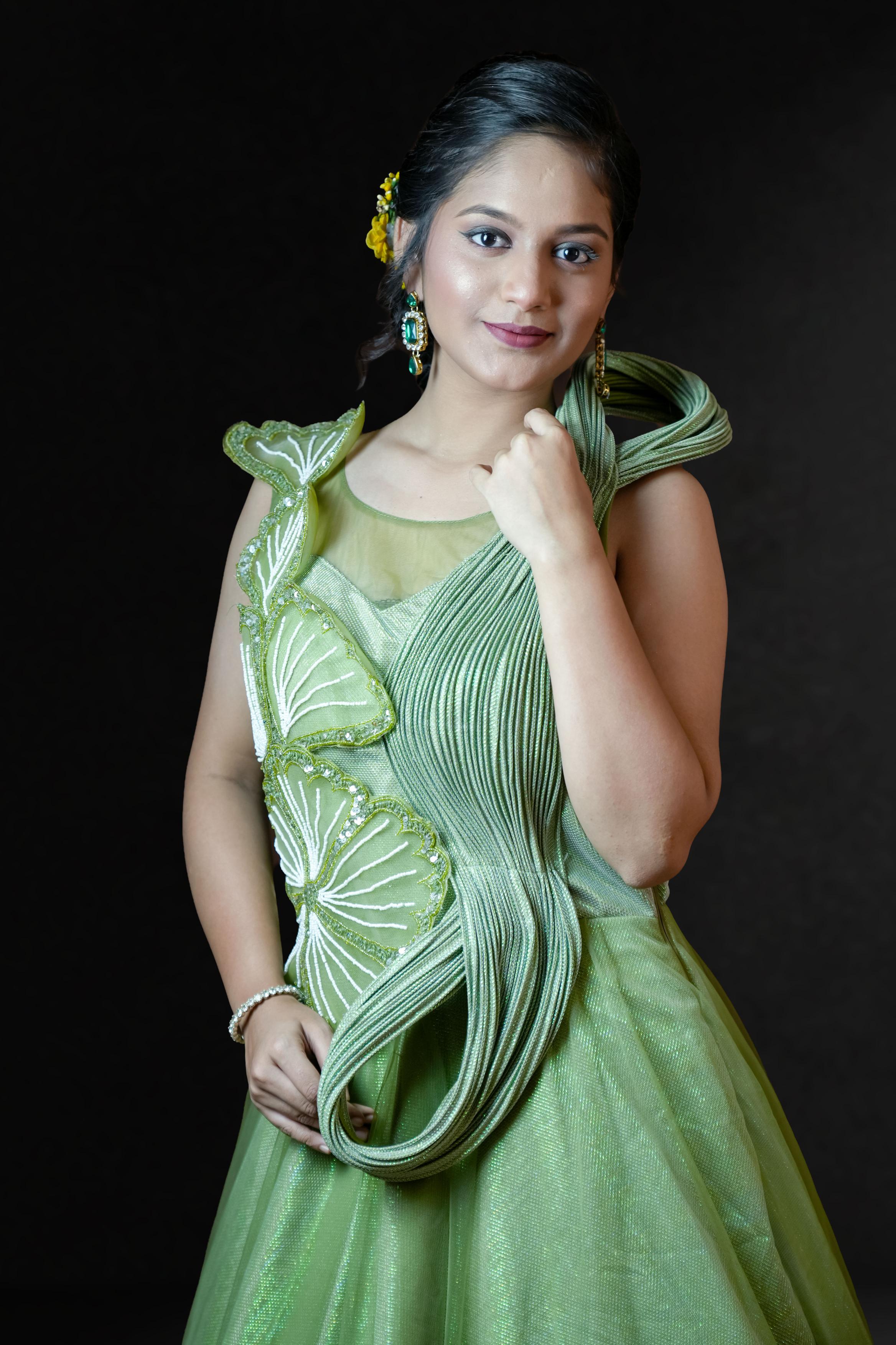 Leafy Glam Shimmery Gown