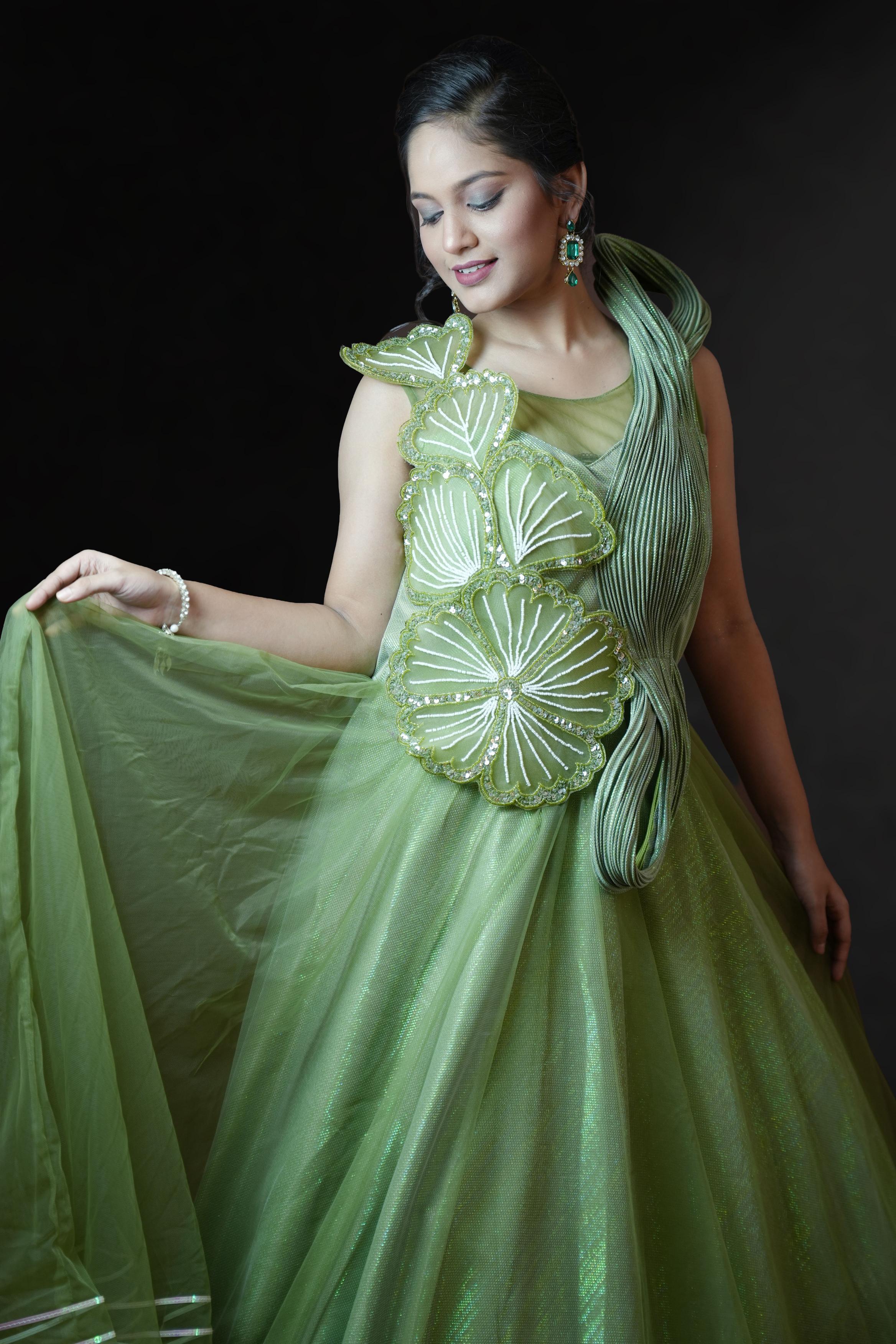 Leafy Glam Shimmery Gown