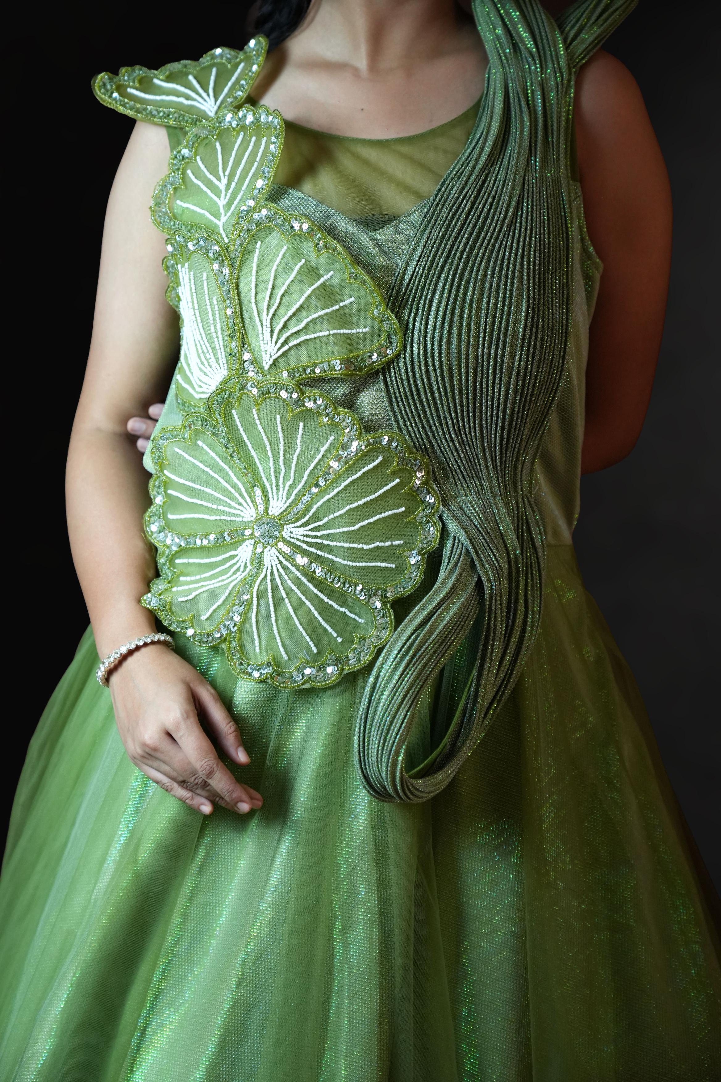 Leafy Glam Shimmery Gown