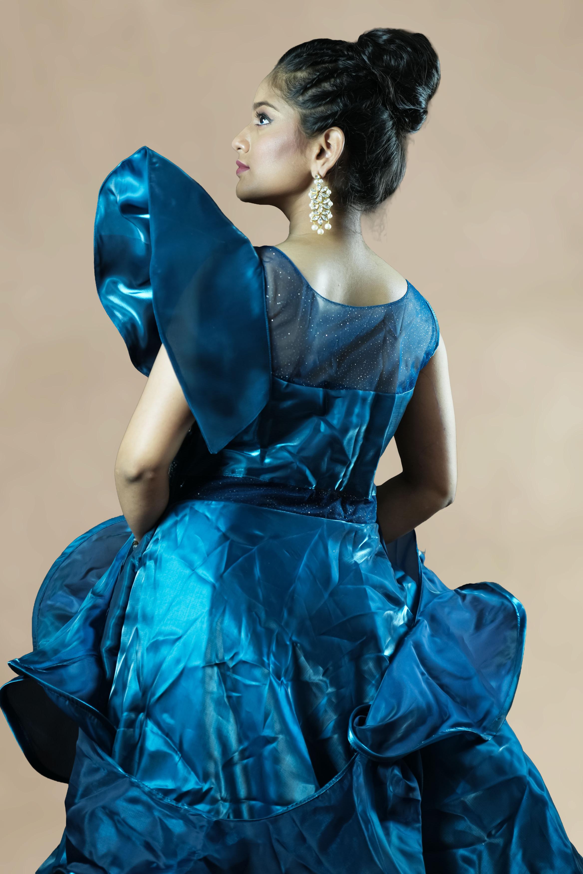 Royal Teal Blue Designer Ball Gown