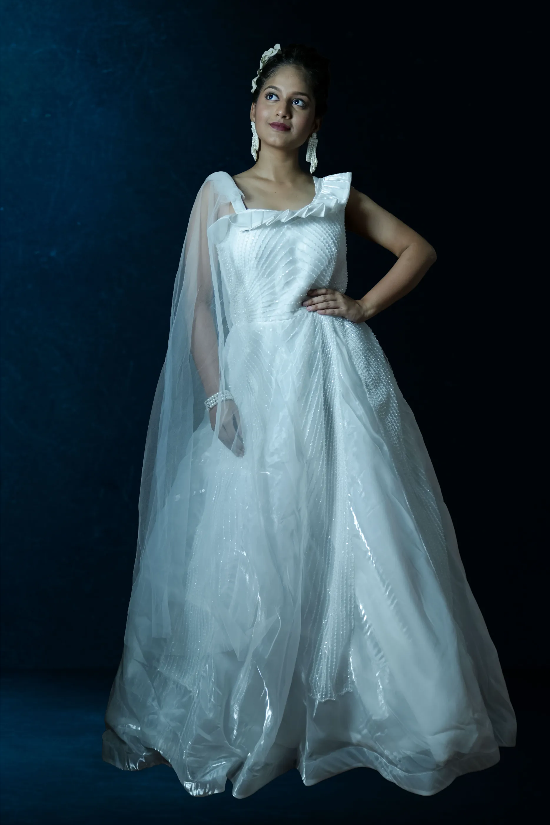 Elegant White Sequin Flow Gown