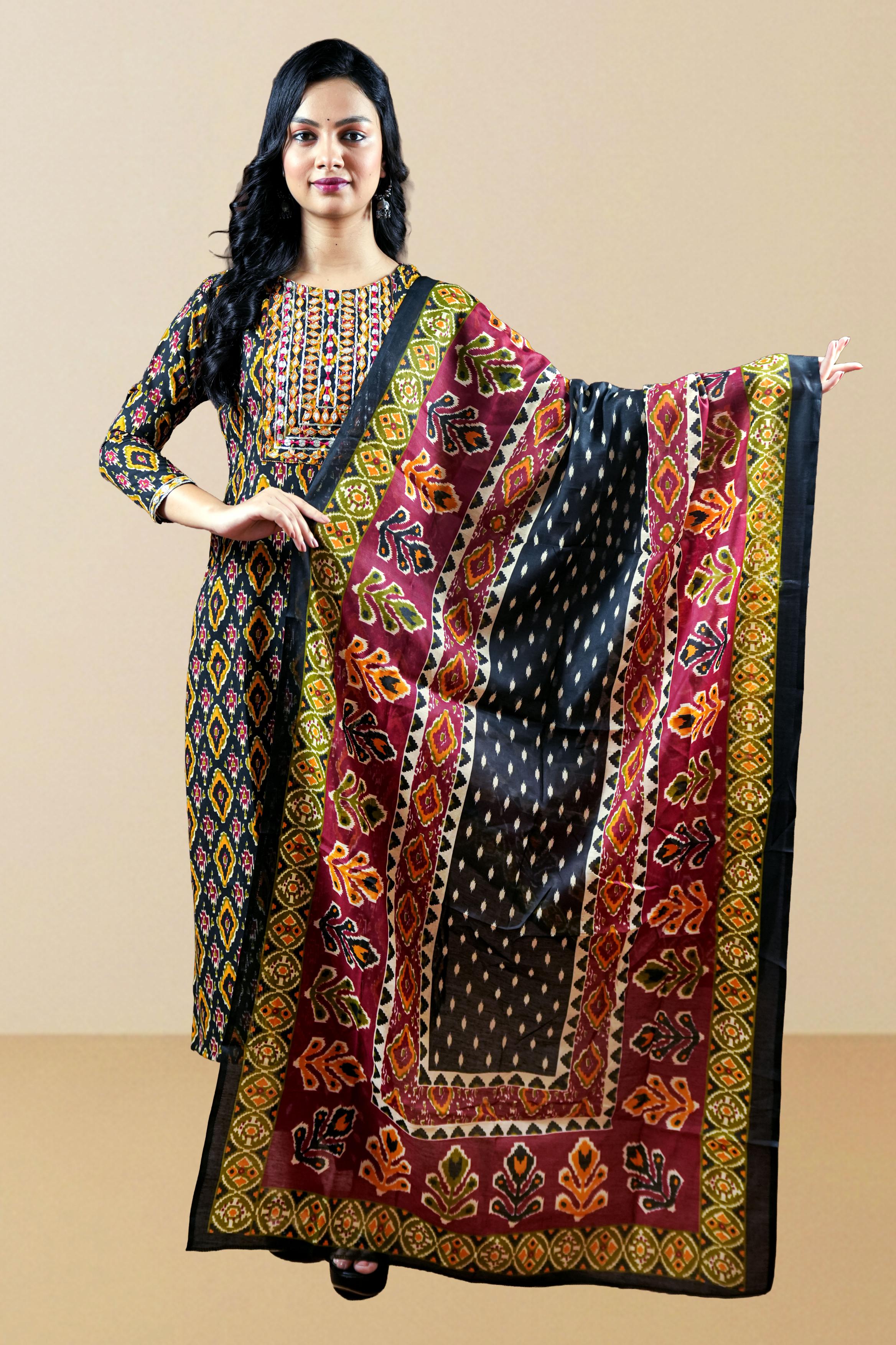 Multicolour  Handloom Suit Set.