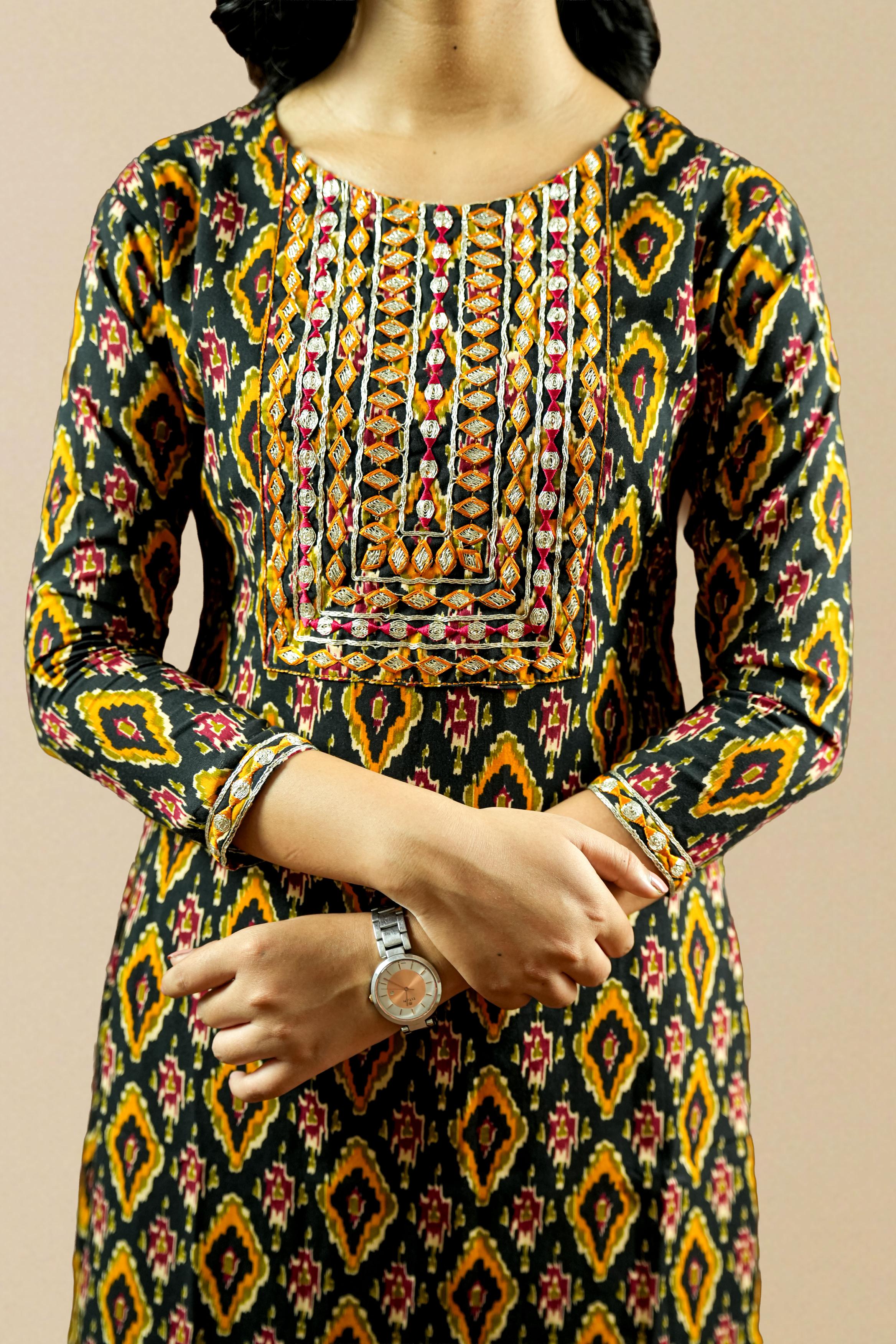 Multicolour  Handloom Suit Set.