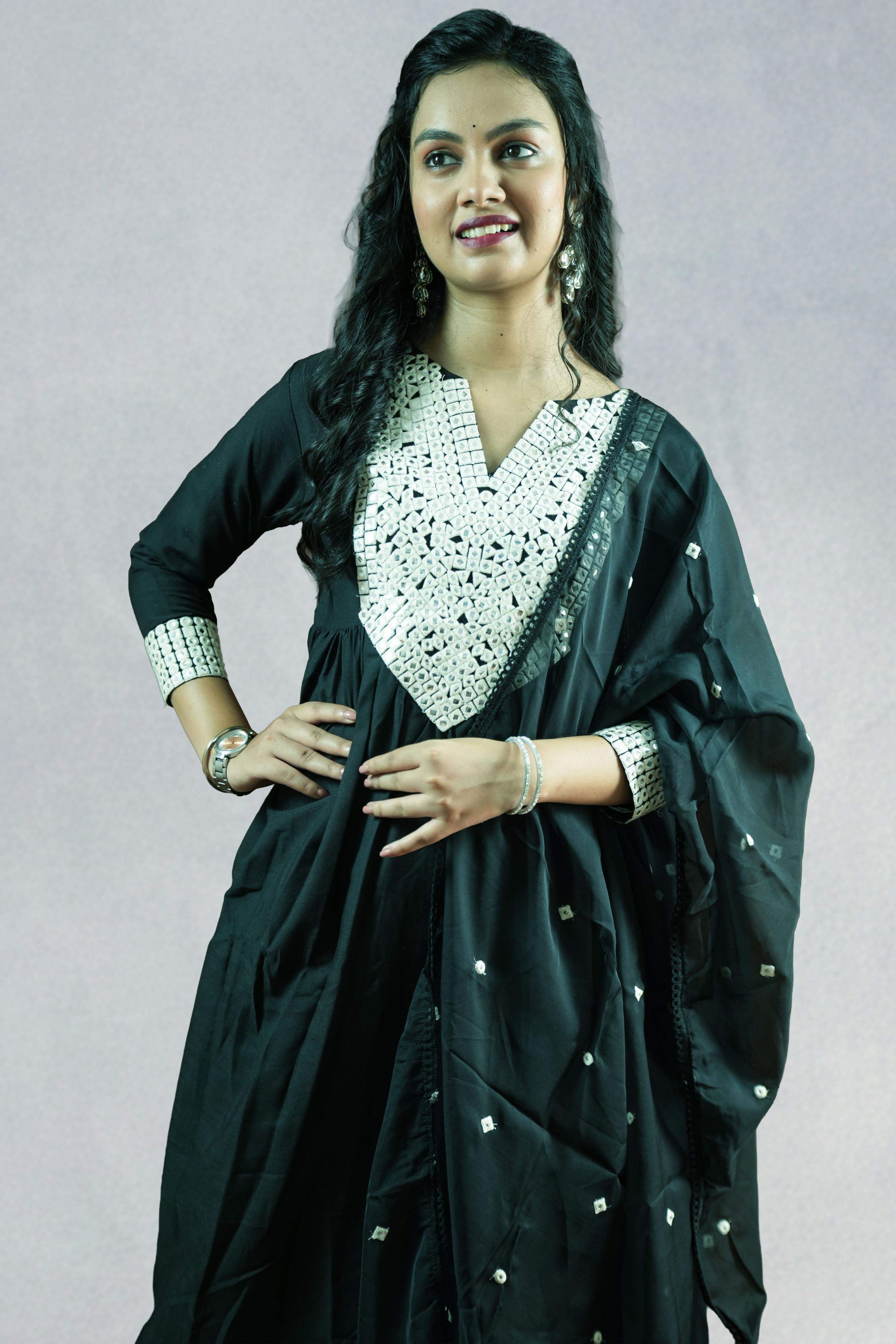 Black & White Embroidered Suit Set