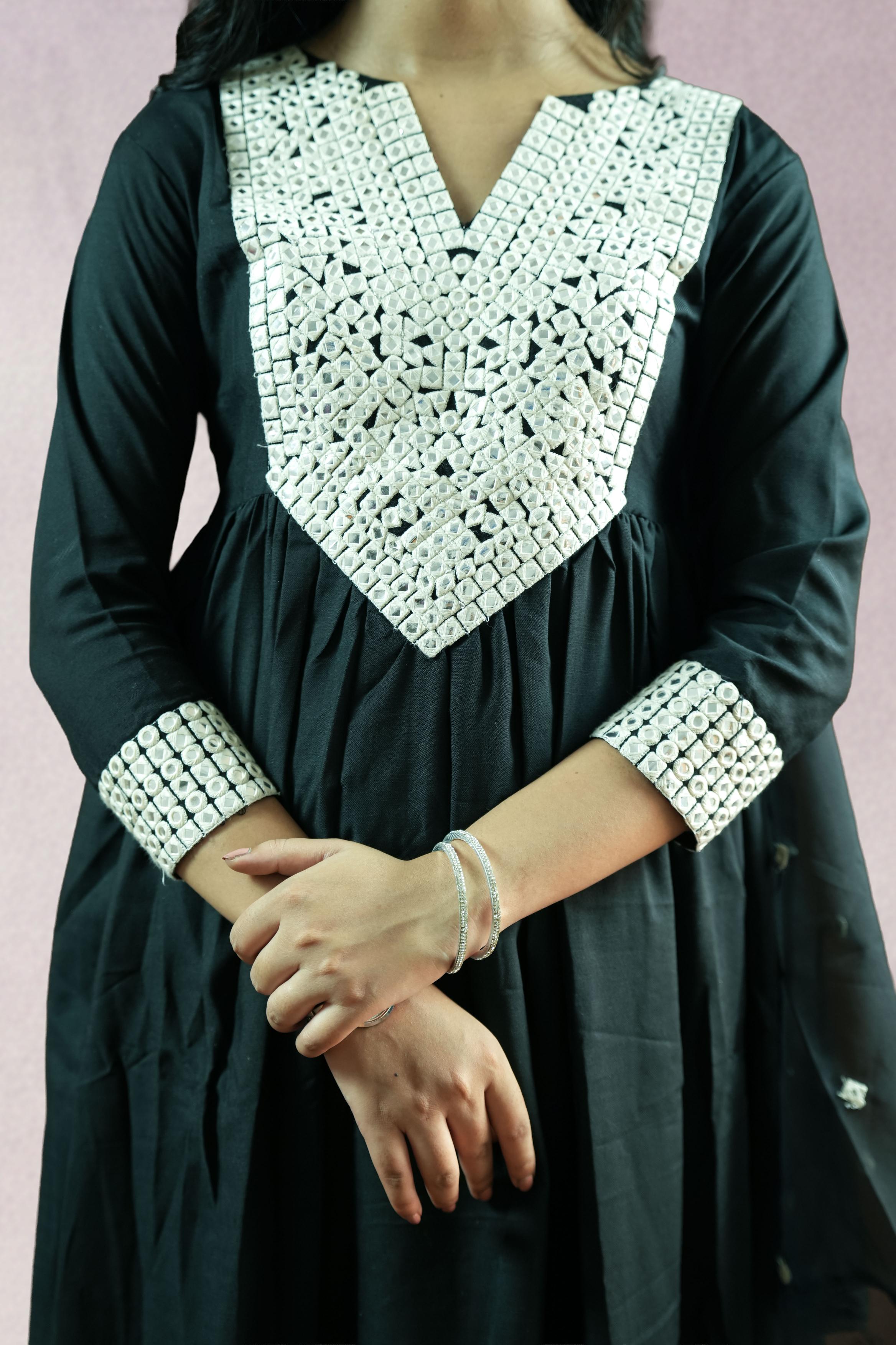 Black & White Embroidered Suit Set