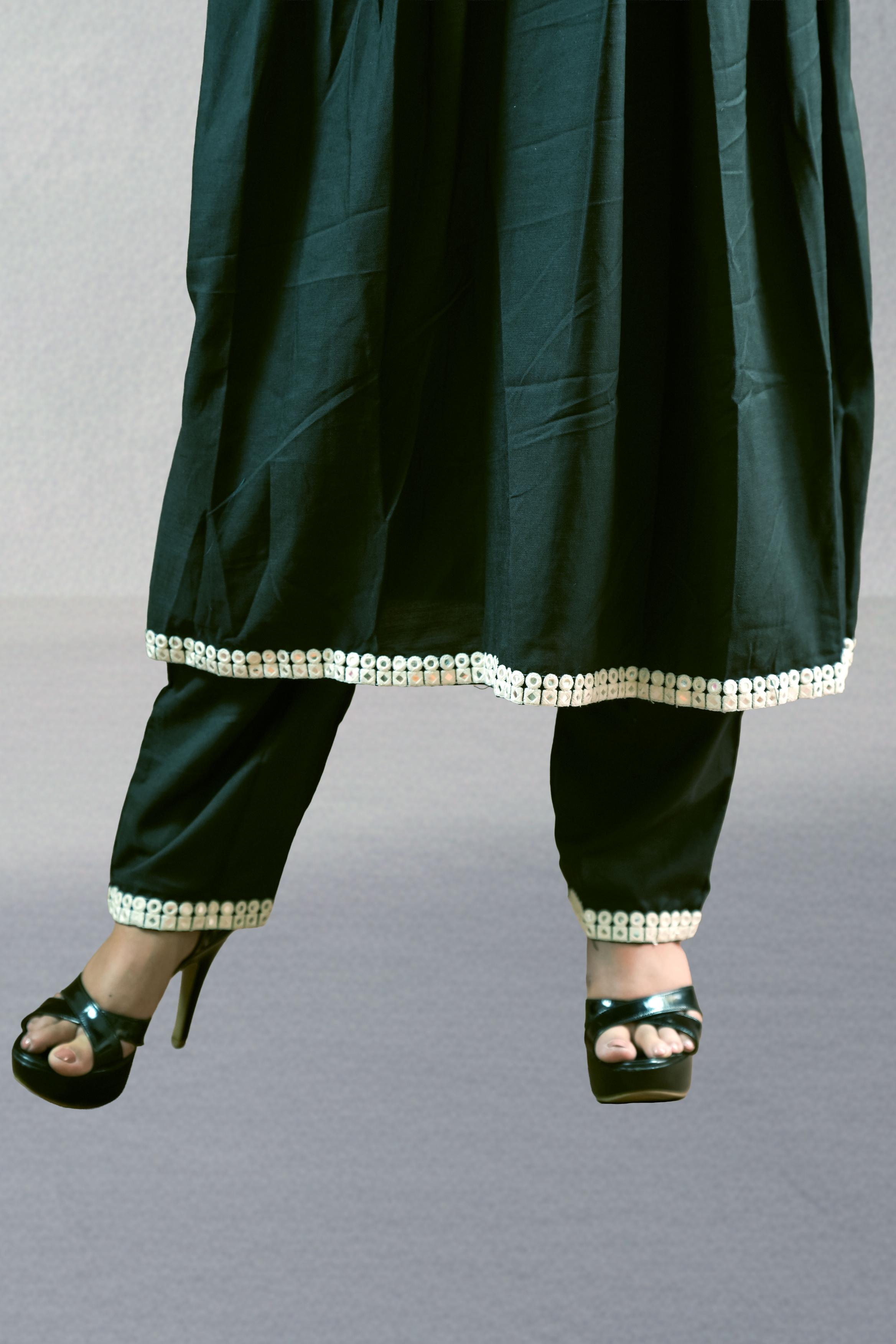 Black & White Embroidered Suit Set