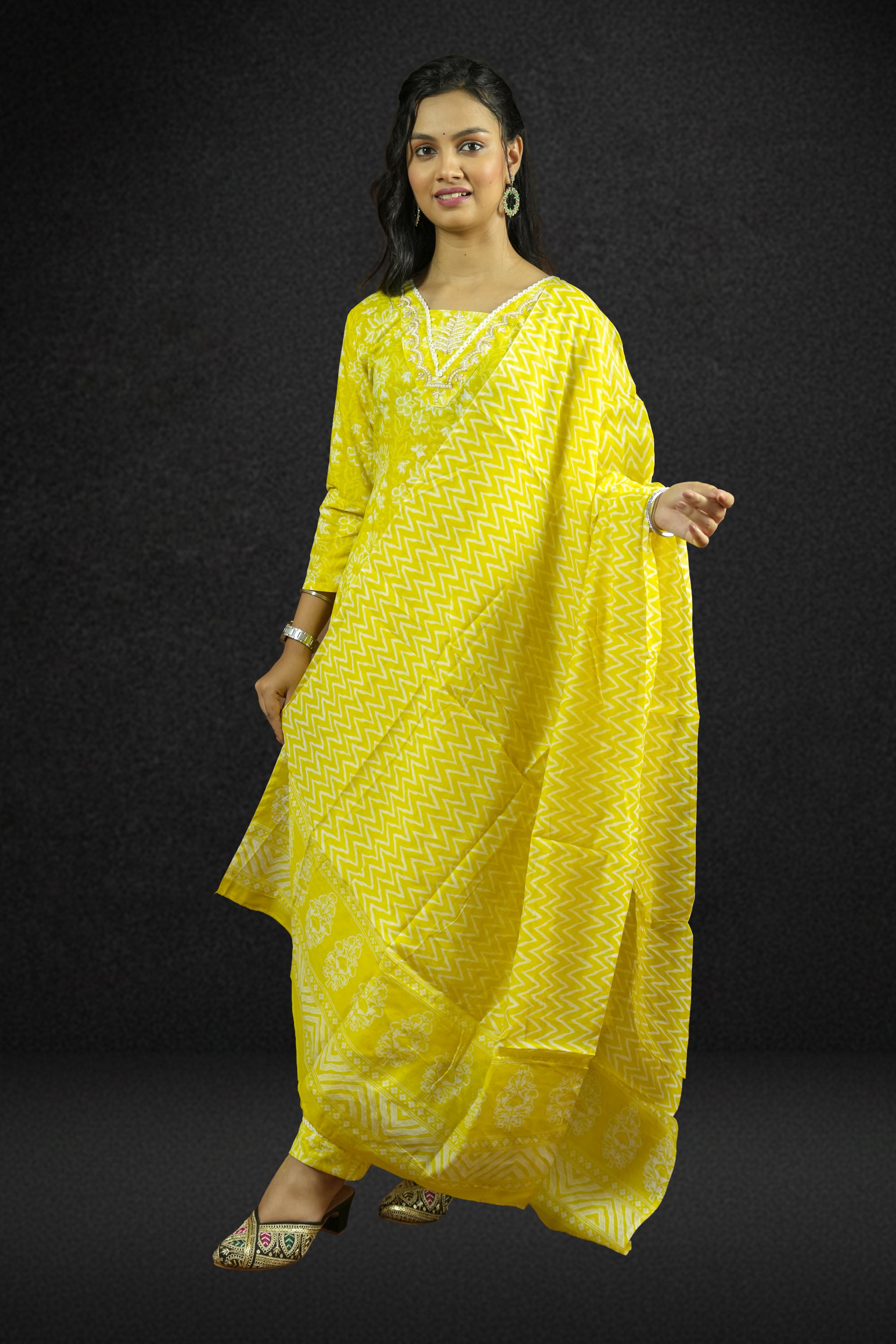 Sunshine Yellow Printed Suit Set