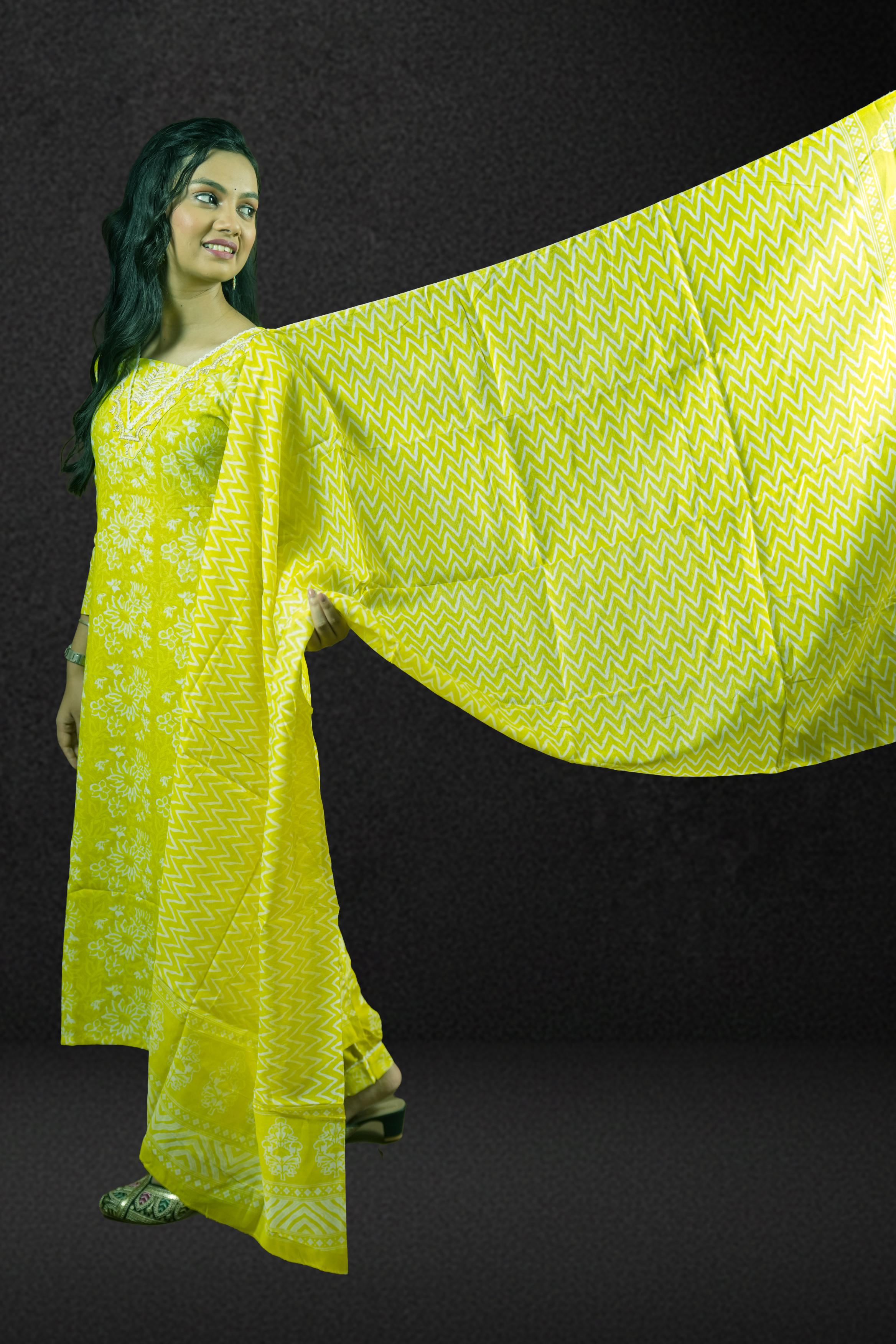 Sunshine Yellow Printed Suit Set