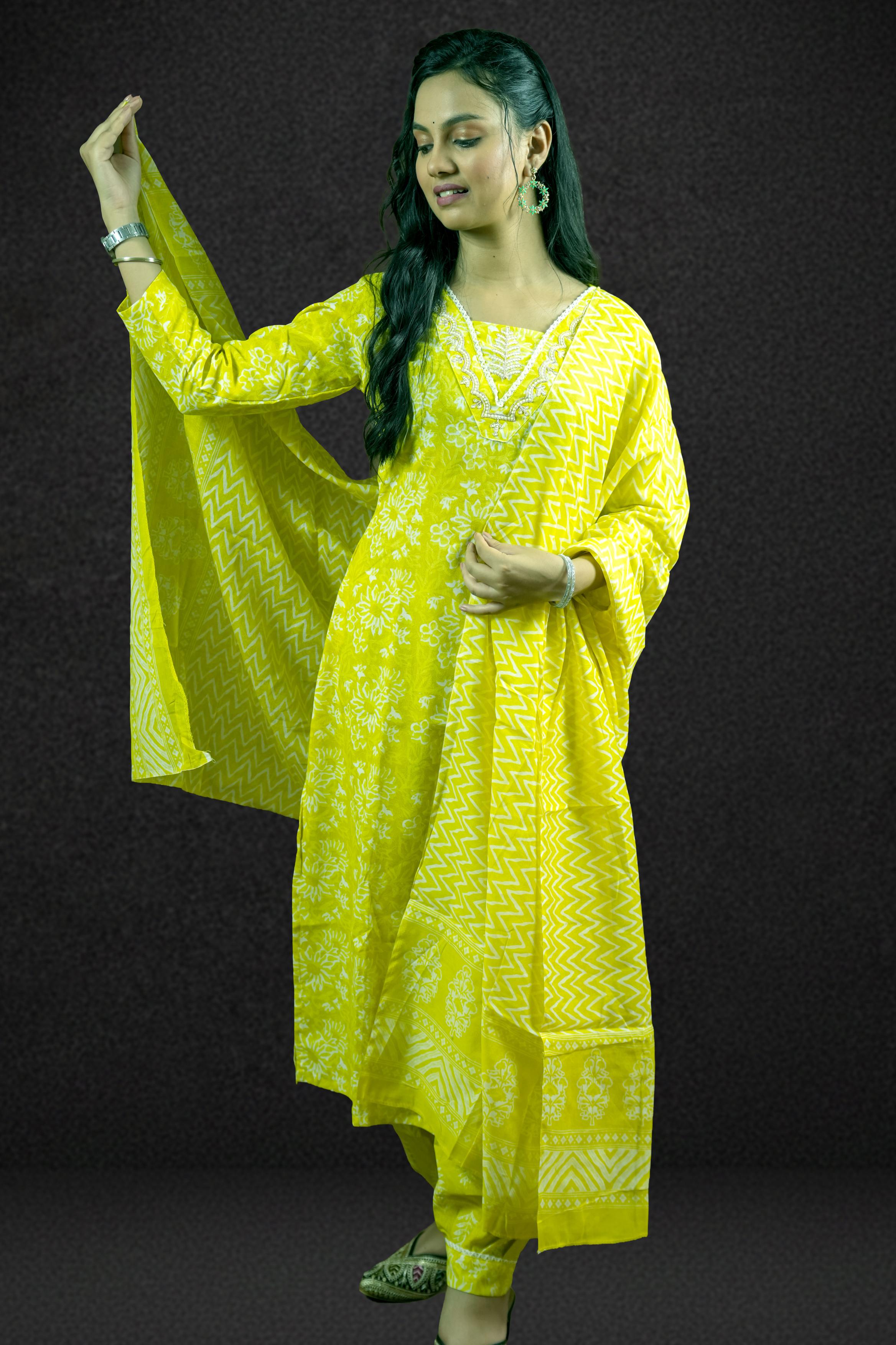 Sunshine Yellow Printed Suit Set
