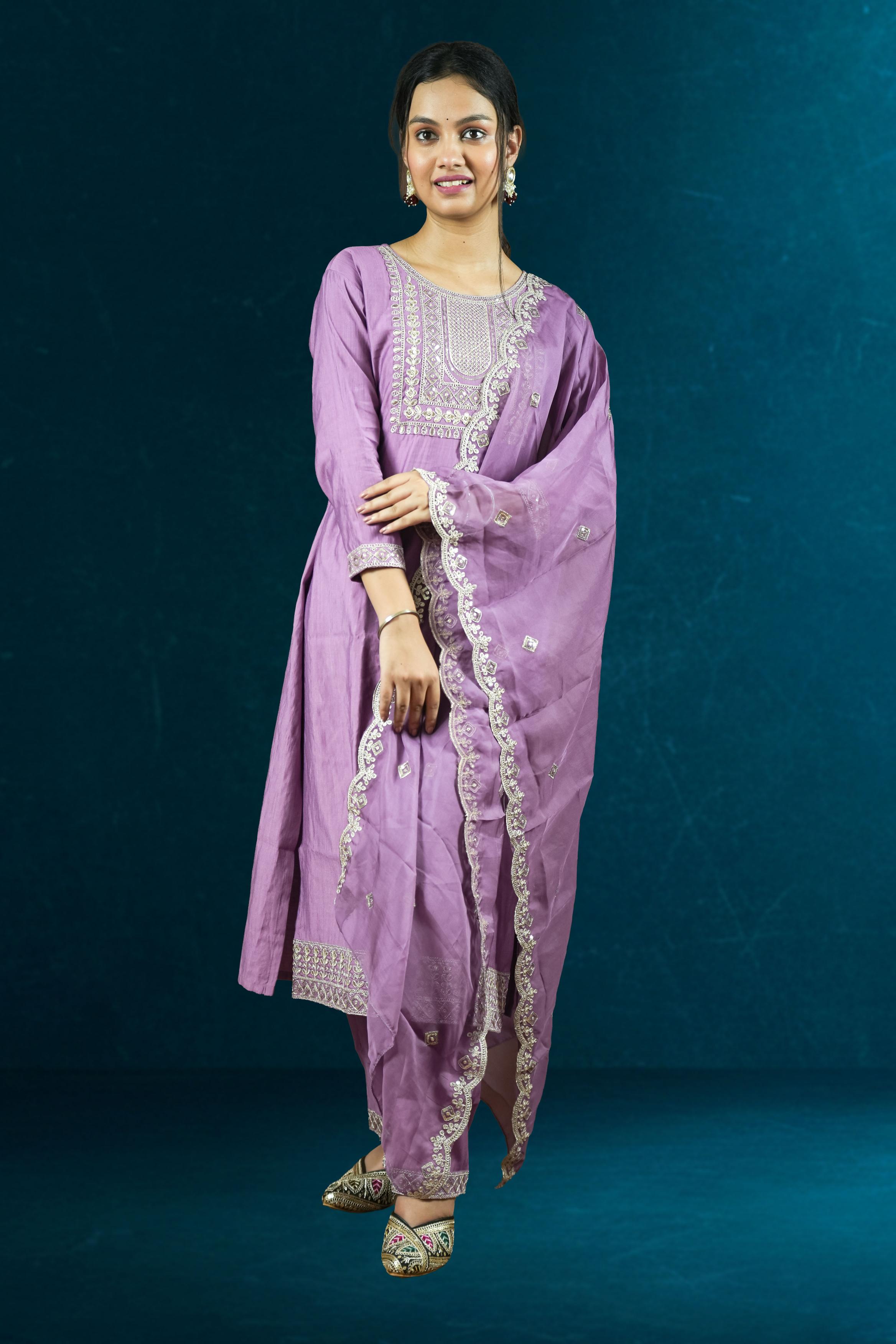 Lavender Embroidered Suit Set