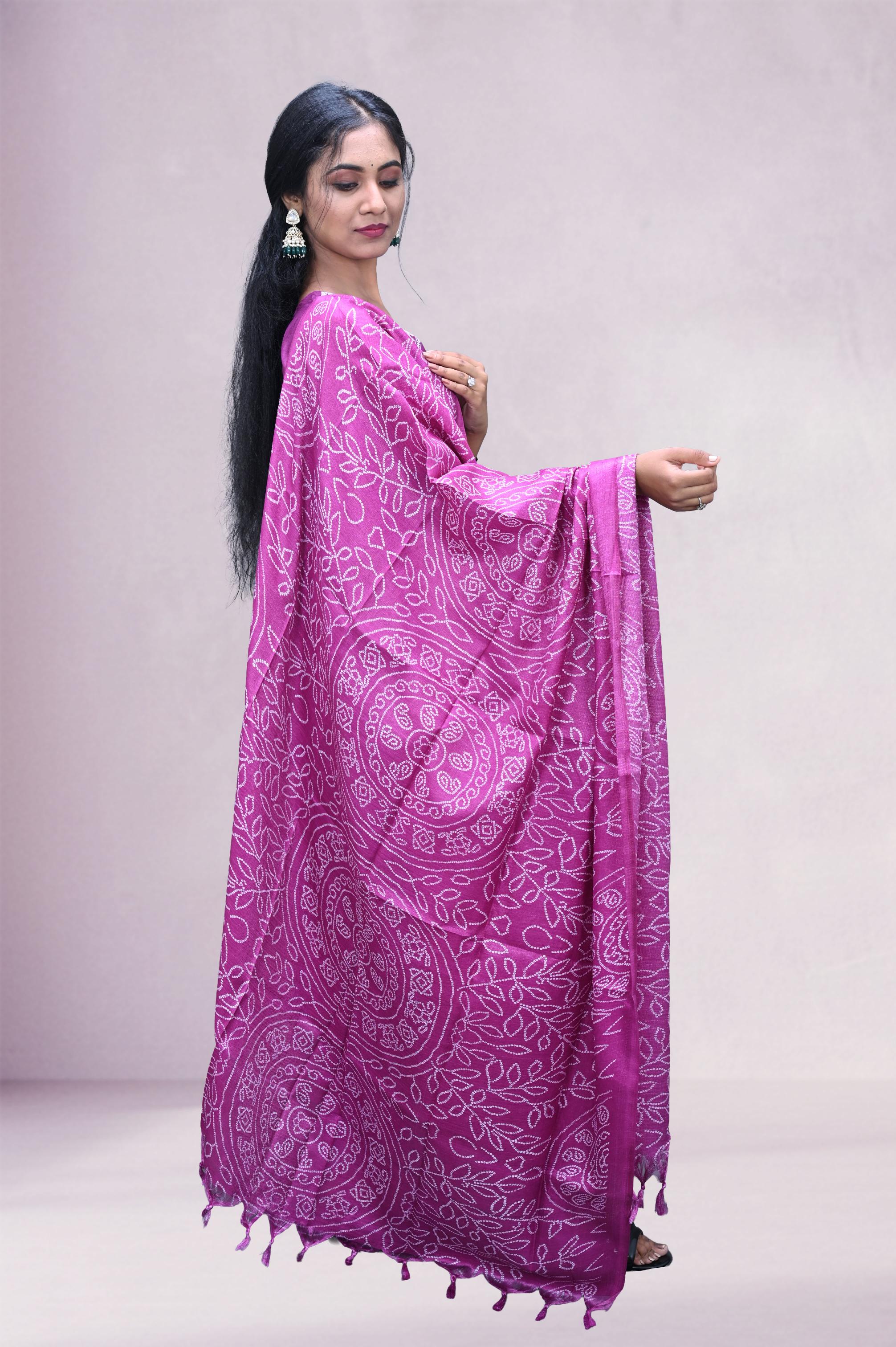 Magenta Pink Embroidered Suit Set with Printed Dupatta