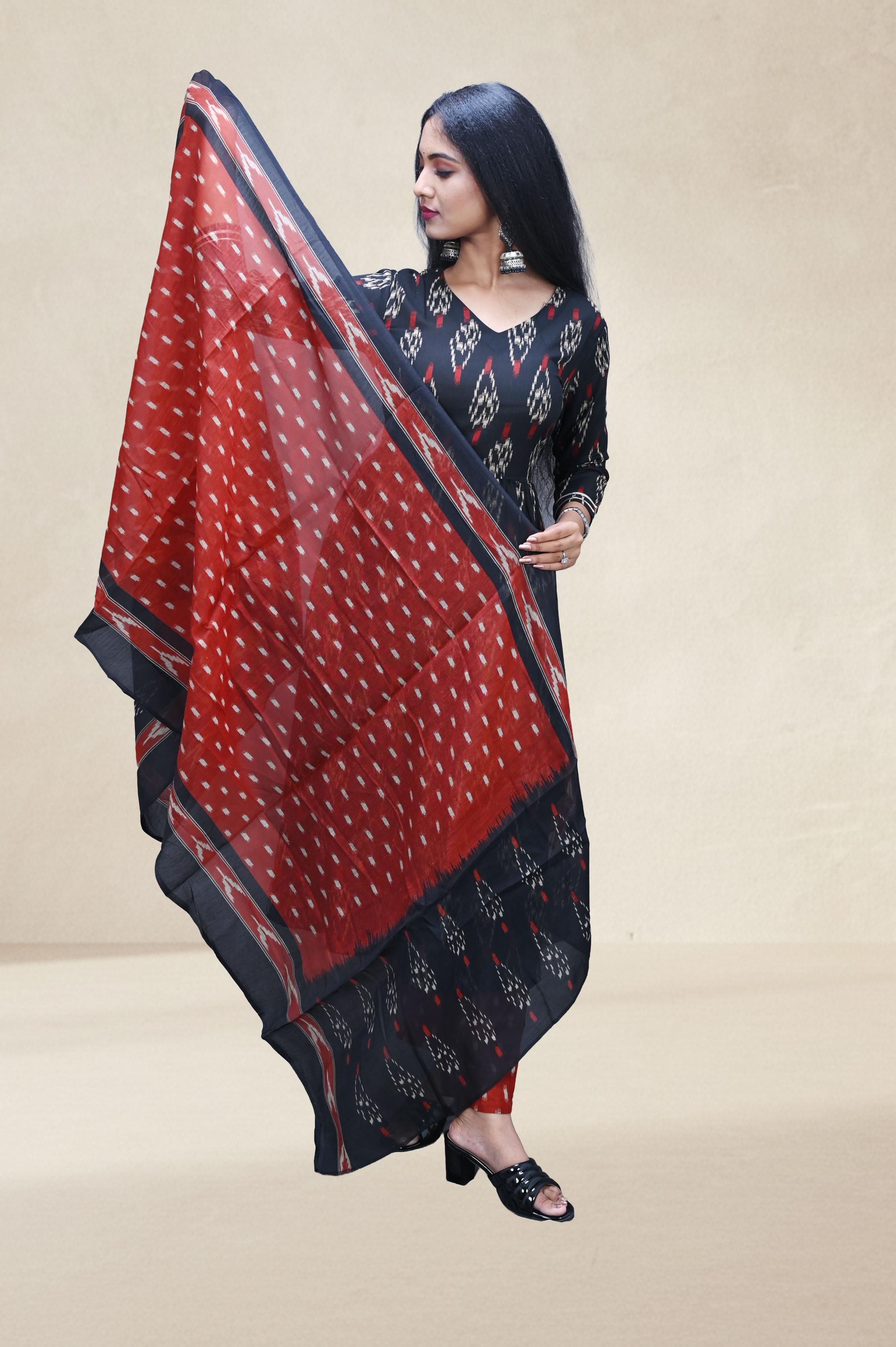 Navy Blue & Rust  Ikat Suit Set