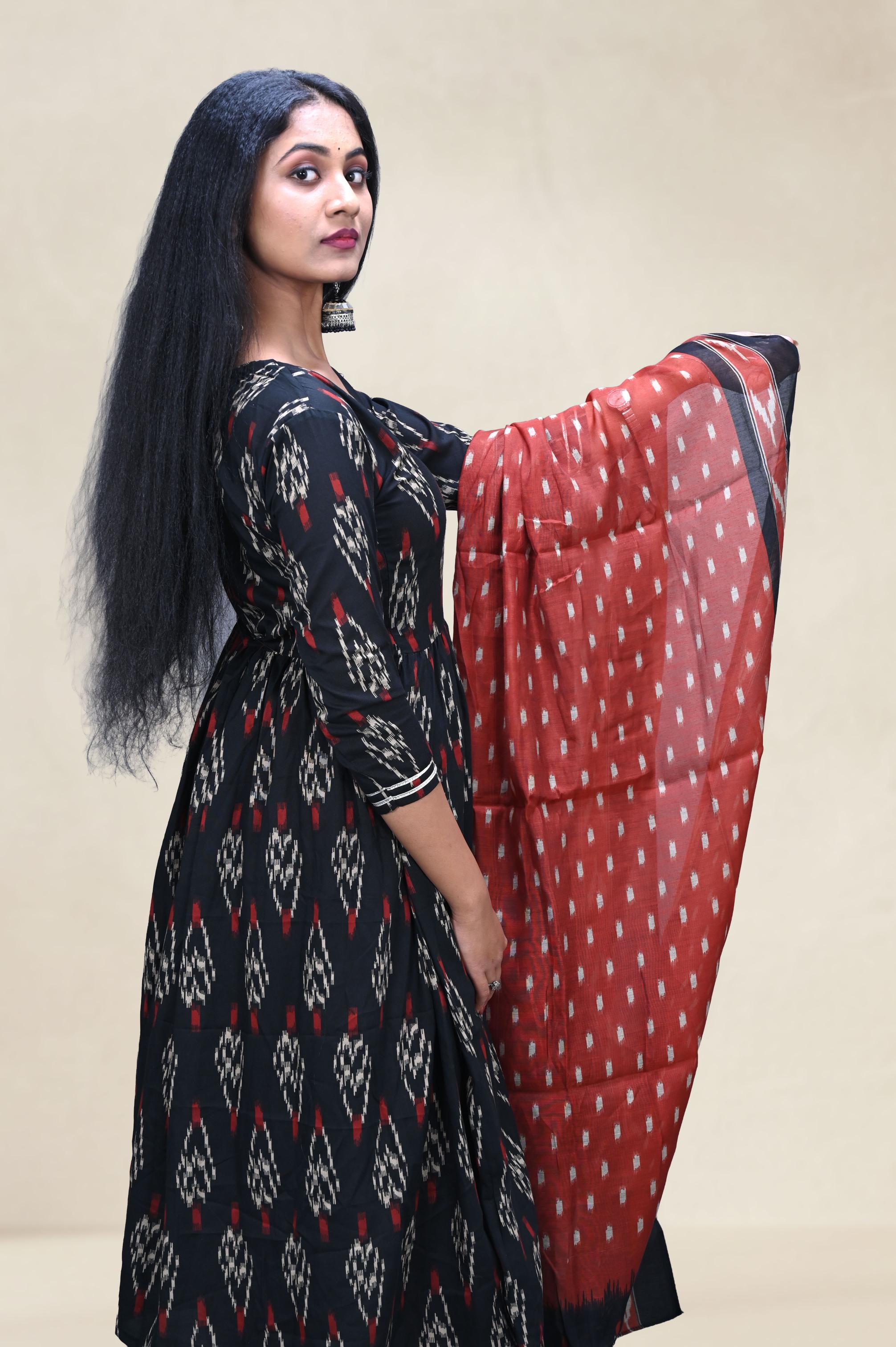 Navy Blue & Rust  Ikat Suit Set