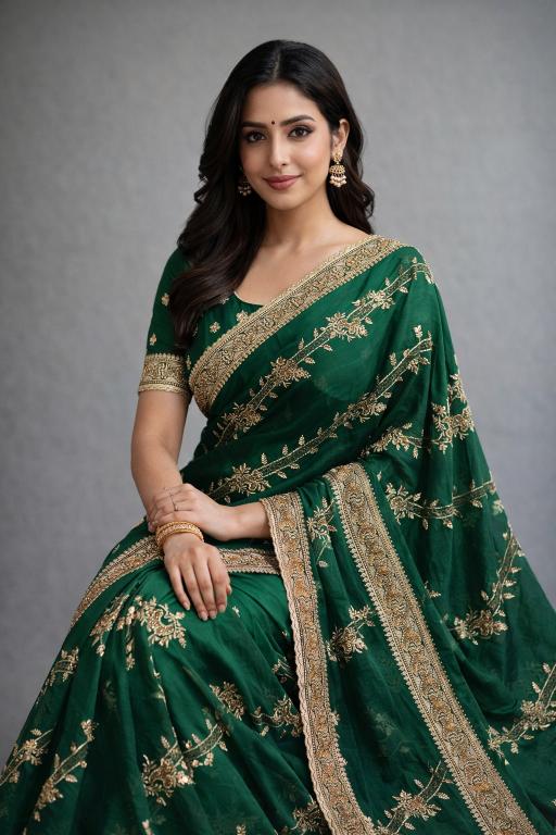 Emerald Garden Zari Saree