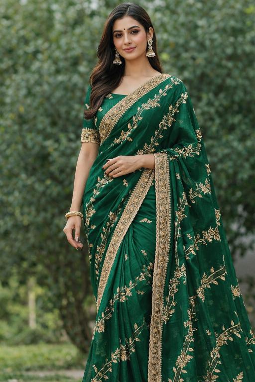 Emerald Garden Zari Saree