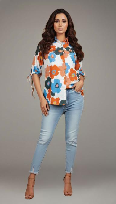 Vibrant Blossom Boxy Shirt