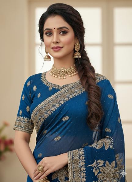 Royal Neelkamal Embroidered Saree