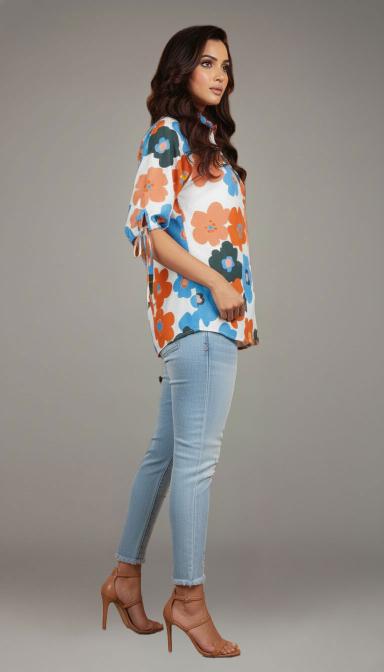 Vibrant Blossom Boxy Shirt