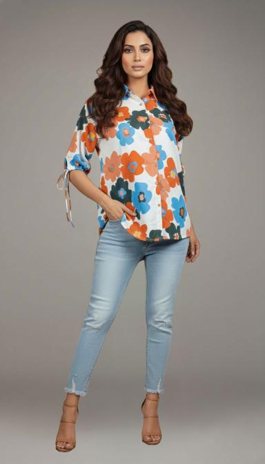 Vibrant Blossom Boxy Shirt